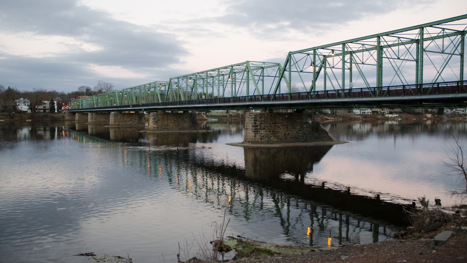 New Hope Lambertville Bridge over the Delaware River at dawn