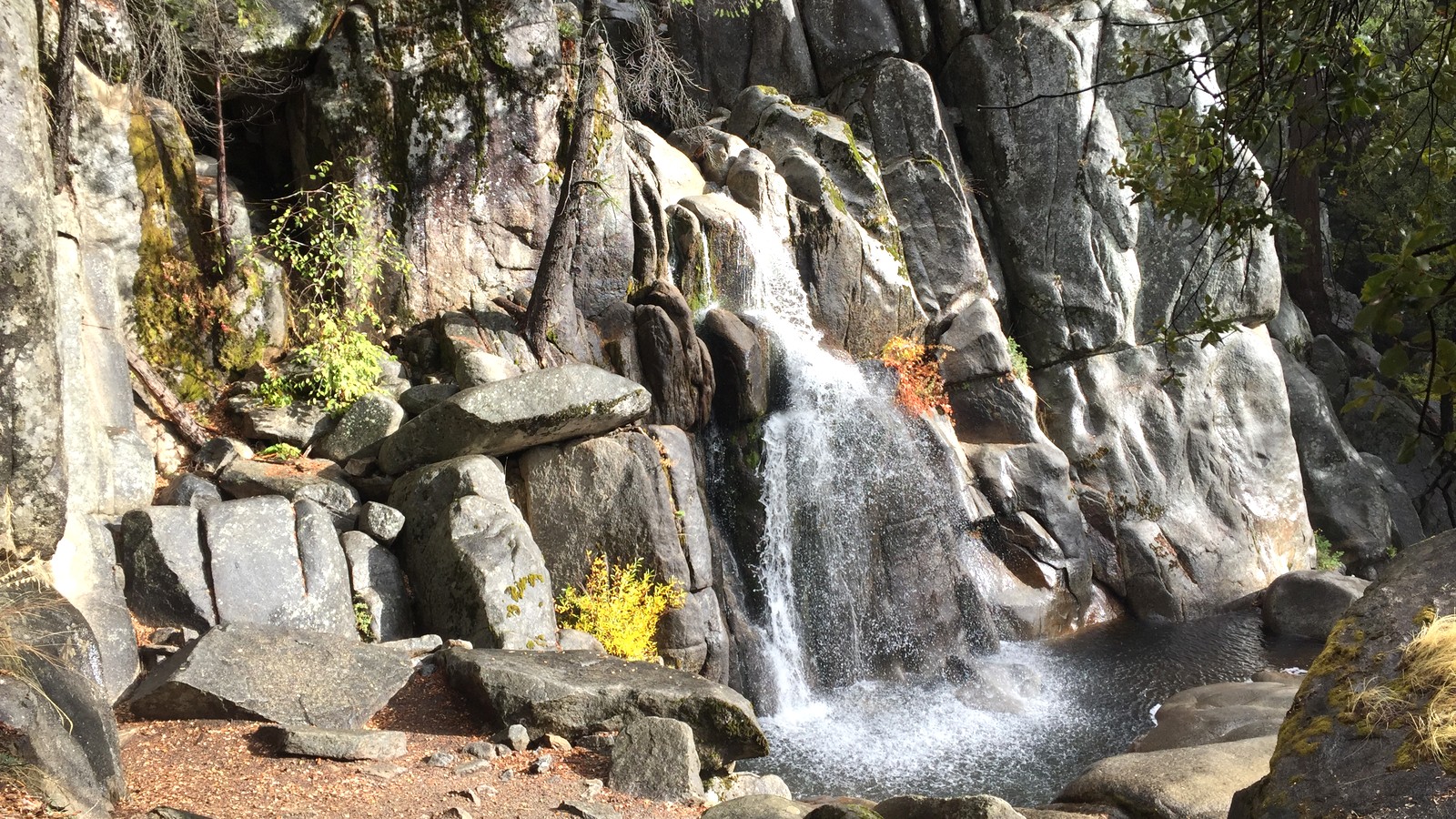 Lower cascades along the Chilnualna Falls Trail in Wawona