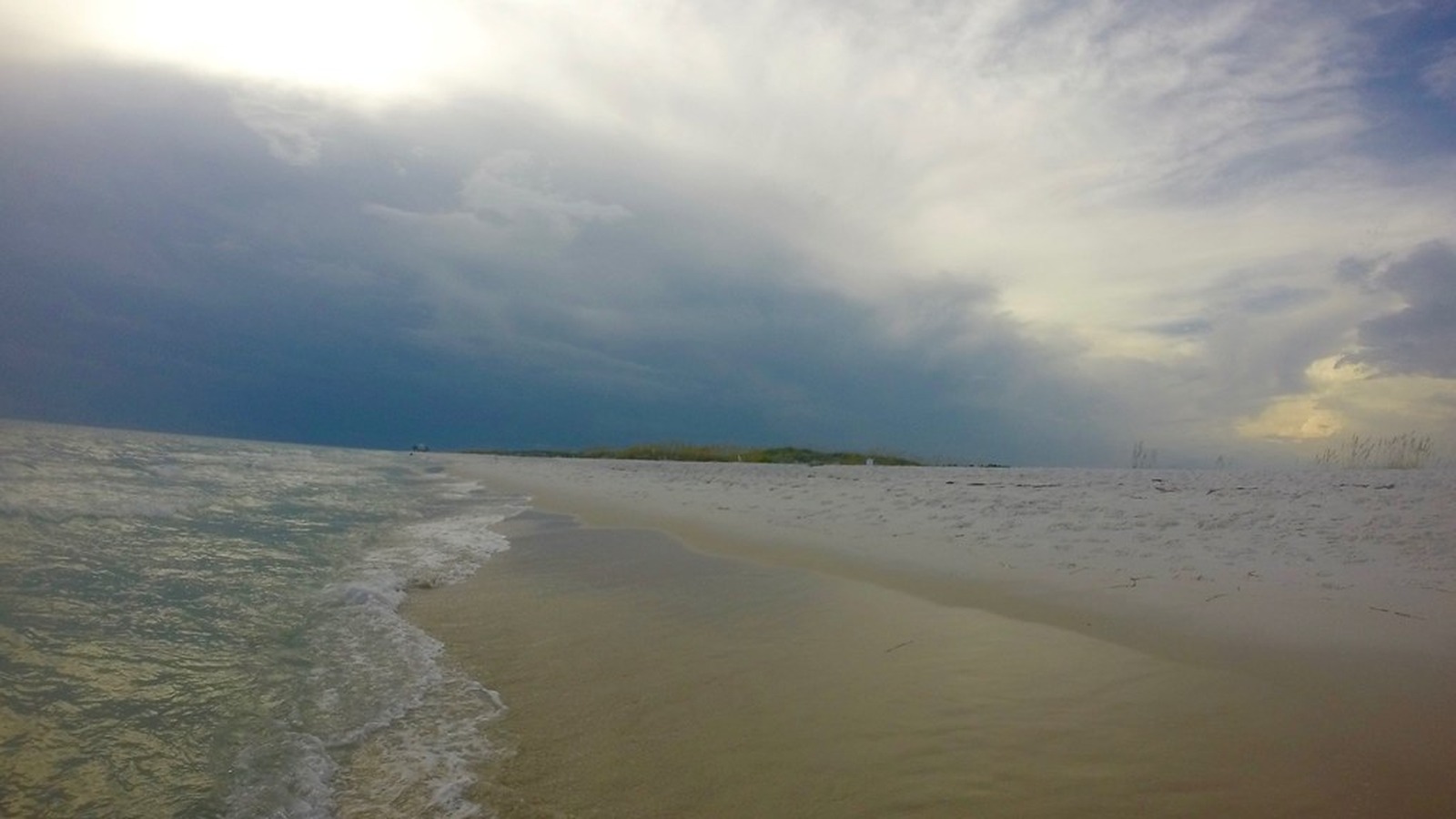 Undeveloped white-sand shoreline on Shell Island near Panama City Beach