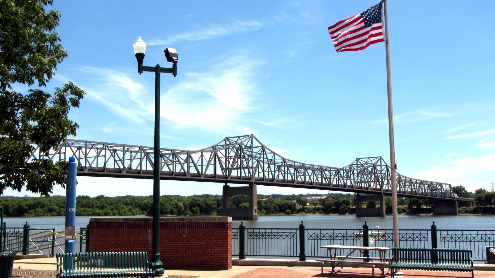 Peoria riverfront and Illinois River