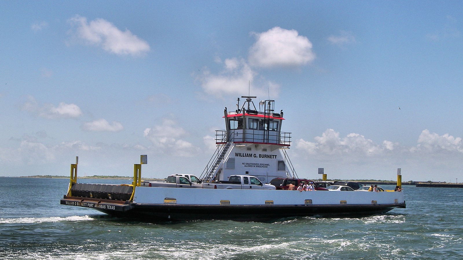 Port Aransas vehicle ferry crossing the ship channel