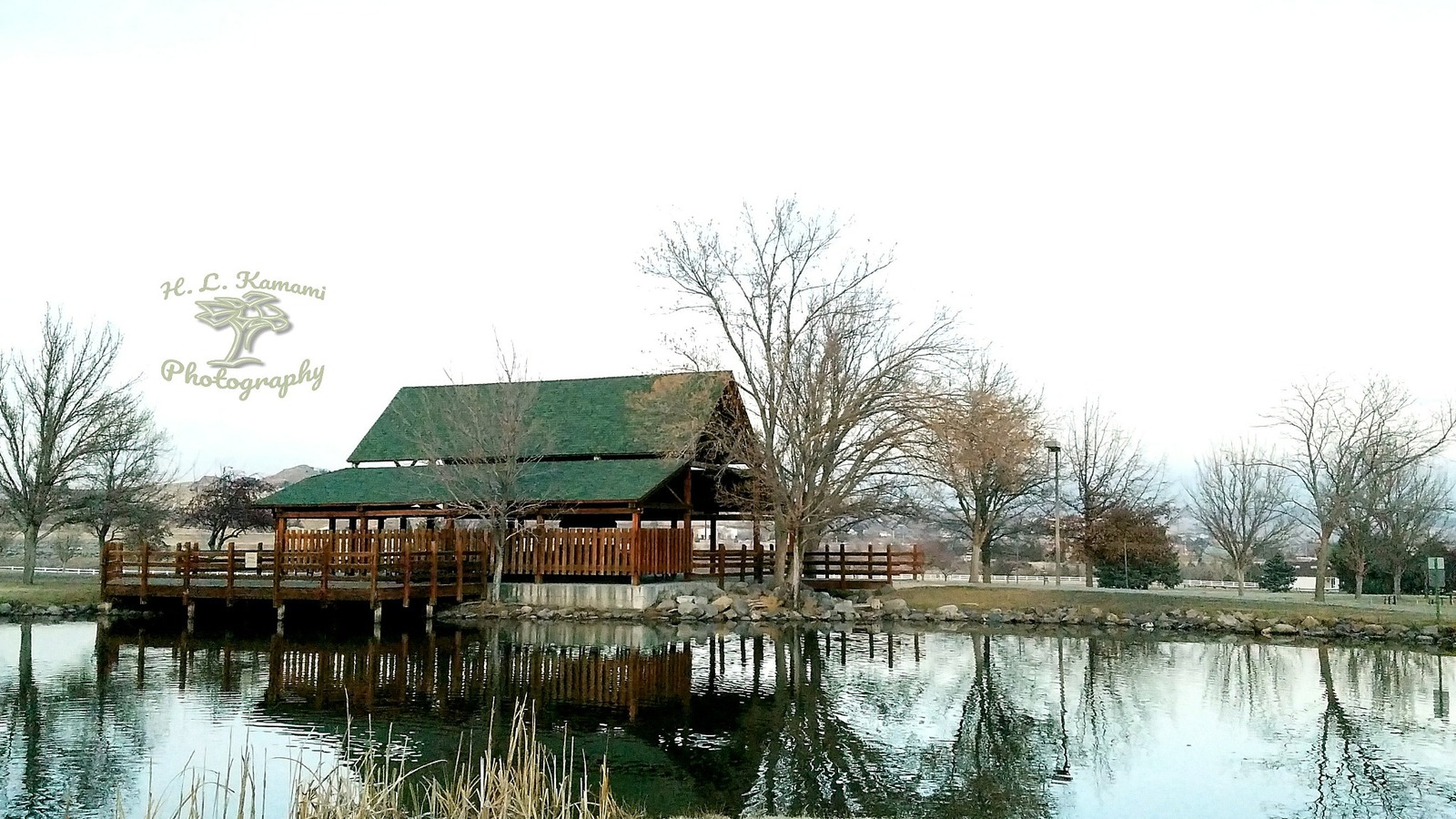 Pond and park landscape at Rancho San Rafael Regional Park in Reno