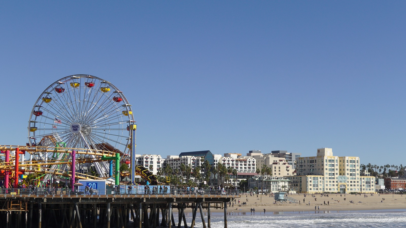 Pacific Wheel and rides at Pacific Park on Santa Monica Pier