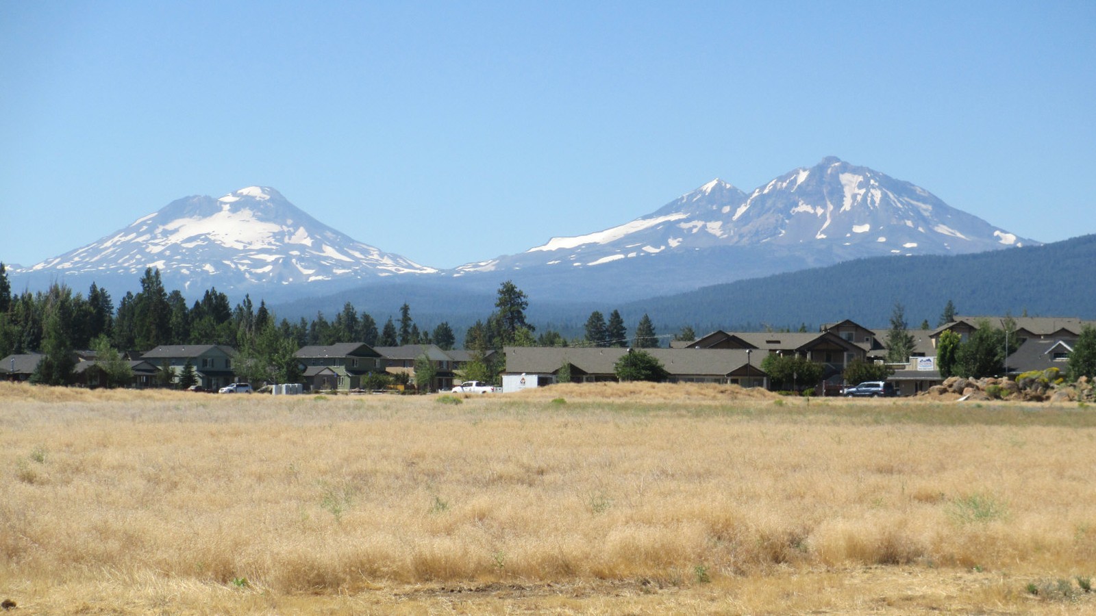 The Three Sisters mountains viewed from Sisters, Oregon