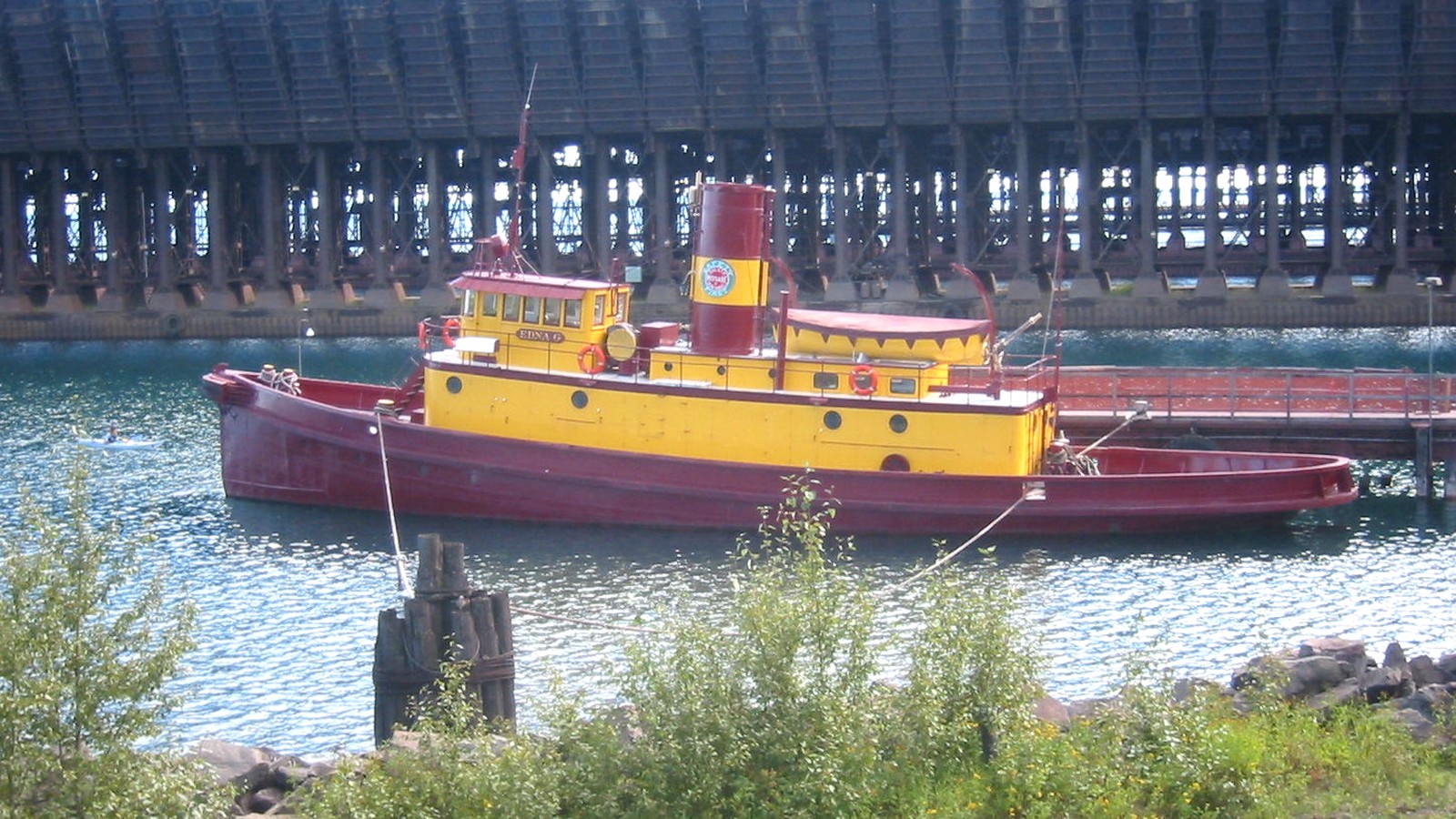 Historic Edna G tugboat in the Two Harbors waterfront district