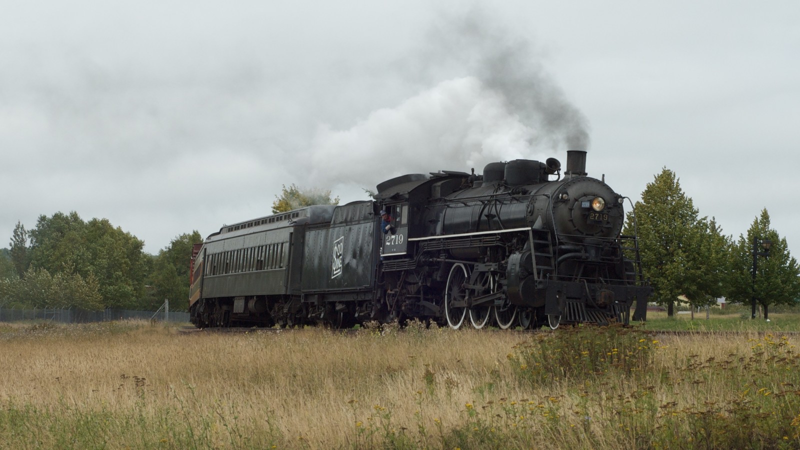 Historic steam train arriving in Two Harbors