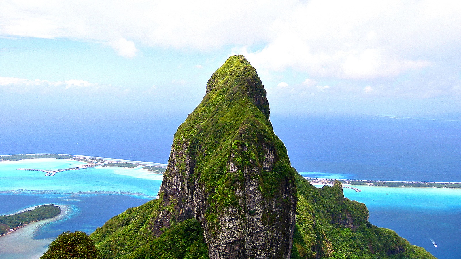 Mount Otemanu rising above the turquoise lagoon of Bora Bora in French Polynesia