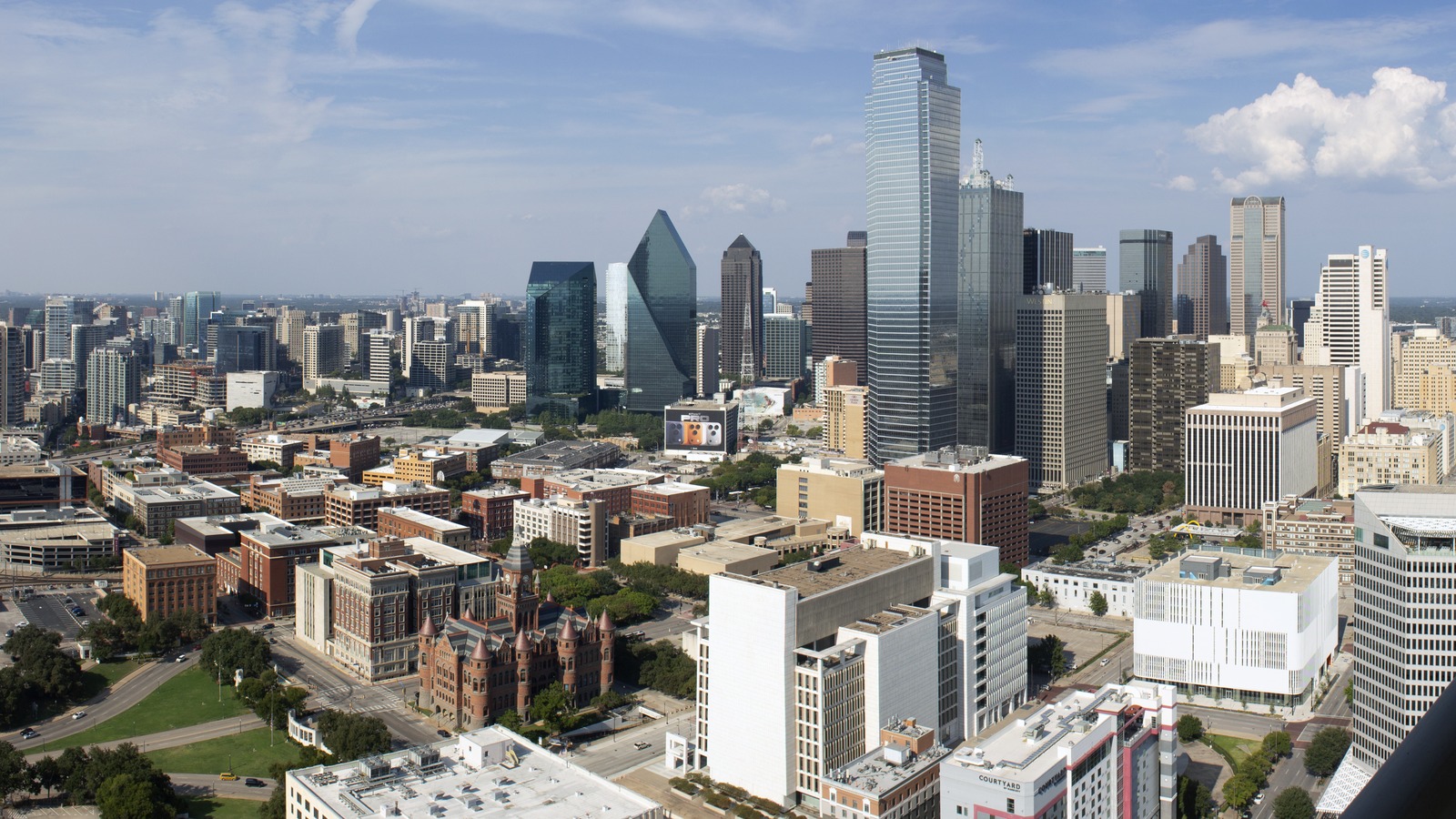 Downtown Dallas skyline viewed from Reunion Tower in September 2025