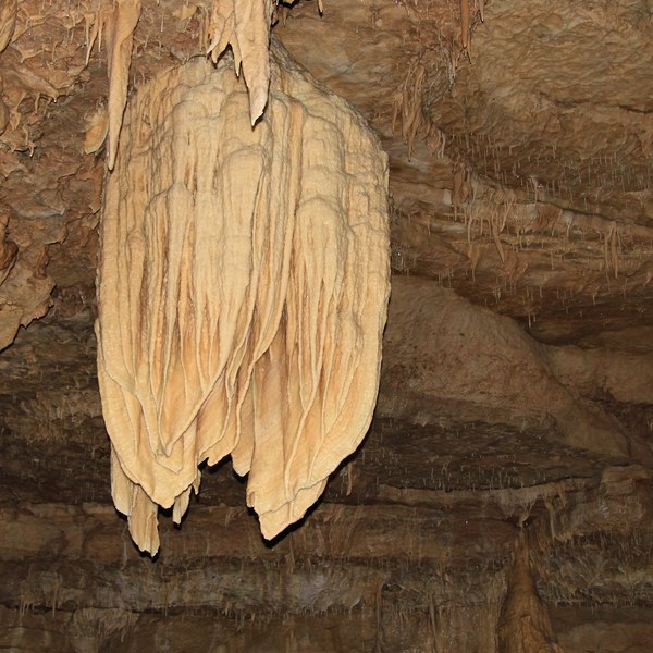 The Chandelier cave formation inside Natural Bridge Caverns near San Antonio