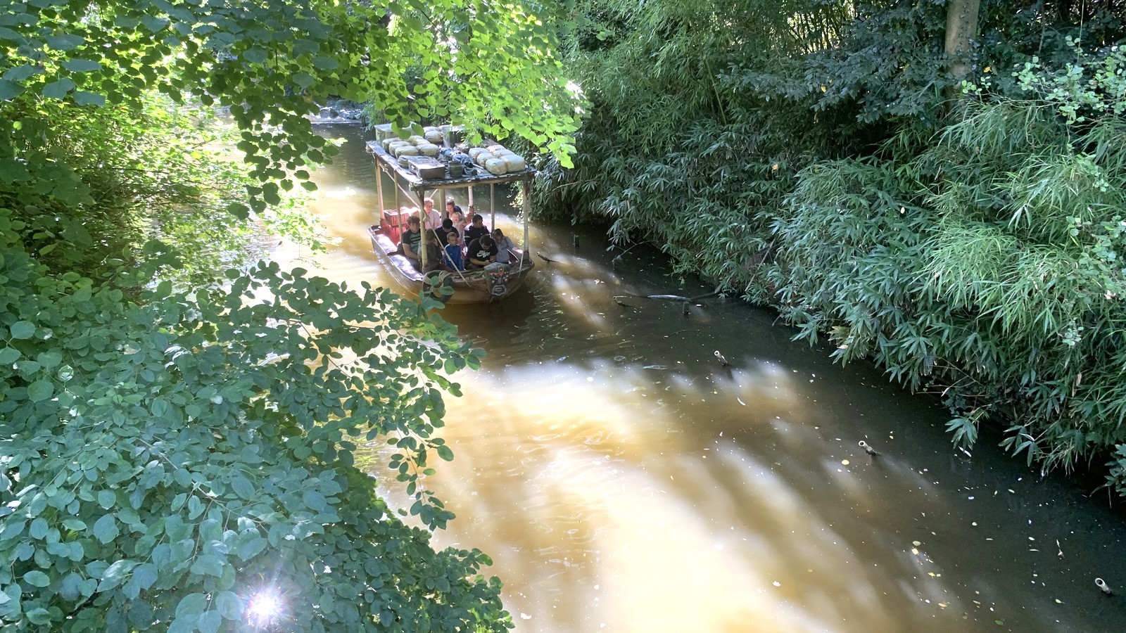 Jungle Mission boat ride among dense foliage in the Jungle zone at Bellewaerde