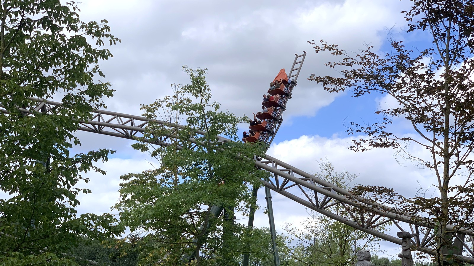 Wakala roller coaster train and track in the Canada zone at Bellewaerde