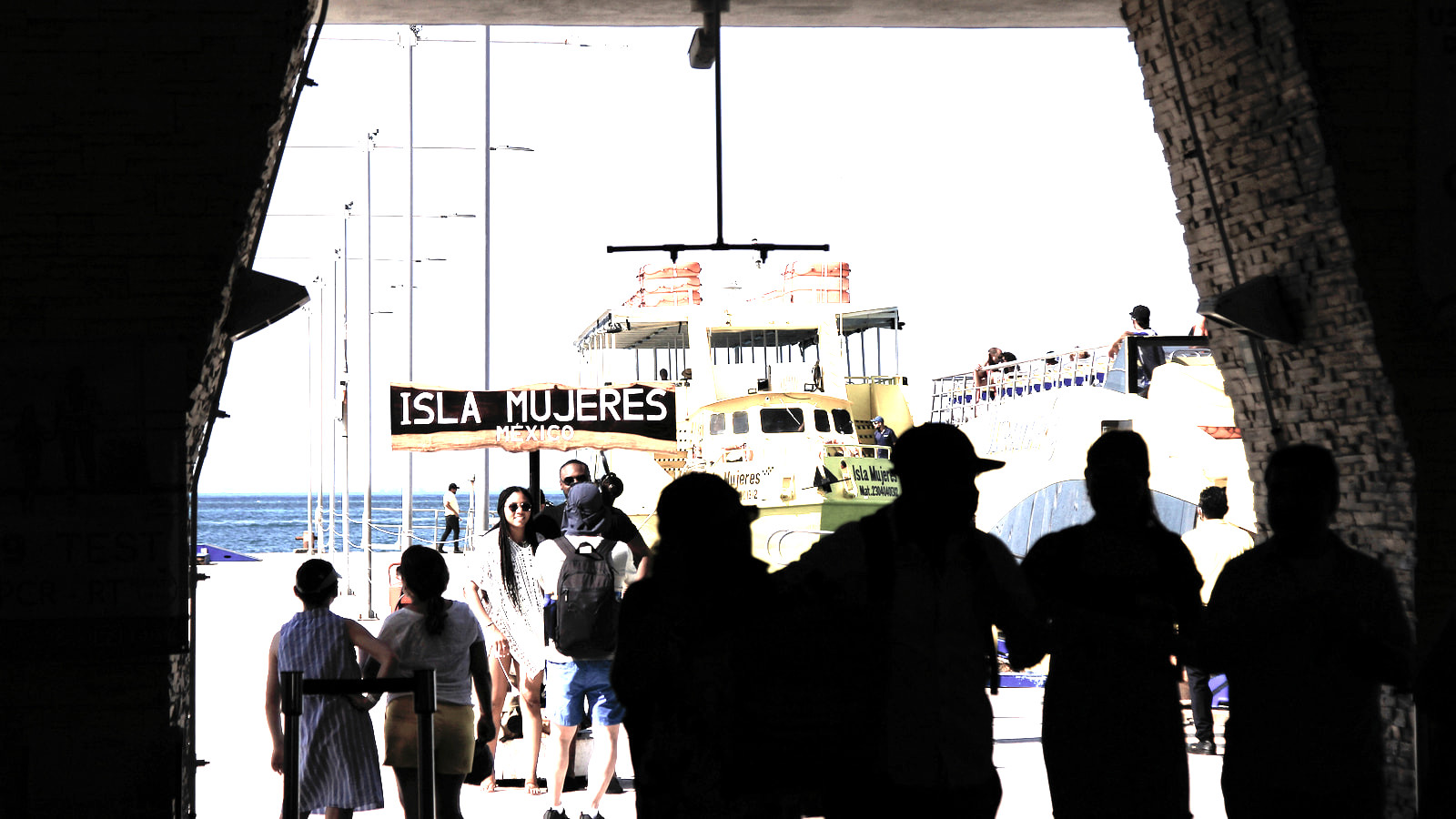 Passenger ferries at the Isla Mujeres maritime terminal