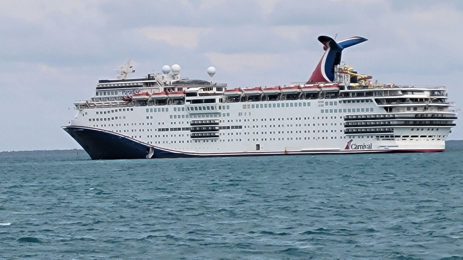 Carnival Paradise anchored near Belize City