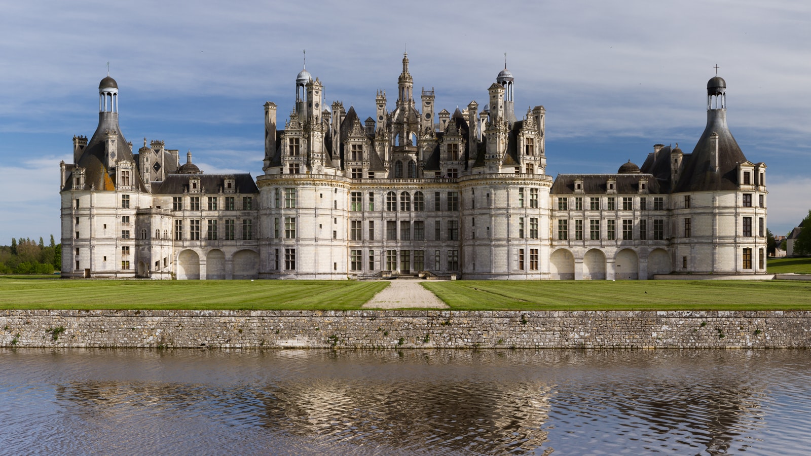 Chambord Castle northwest facade and roofline