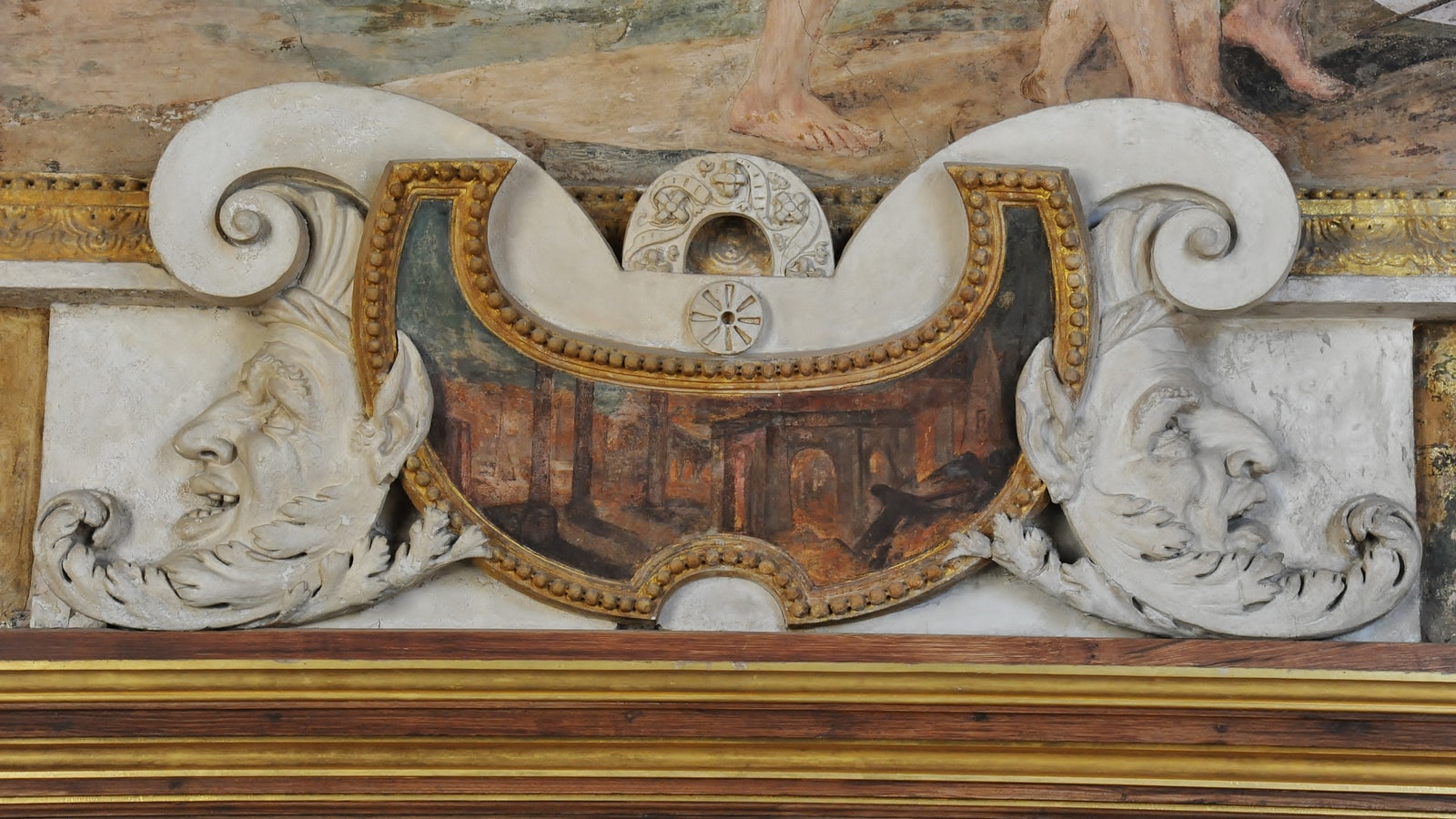 Gallery of Francis the First frescoes and carved woodwork at Fontainebleau