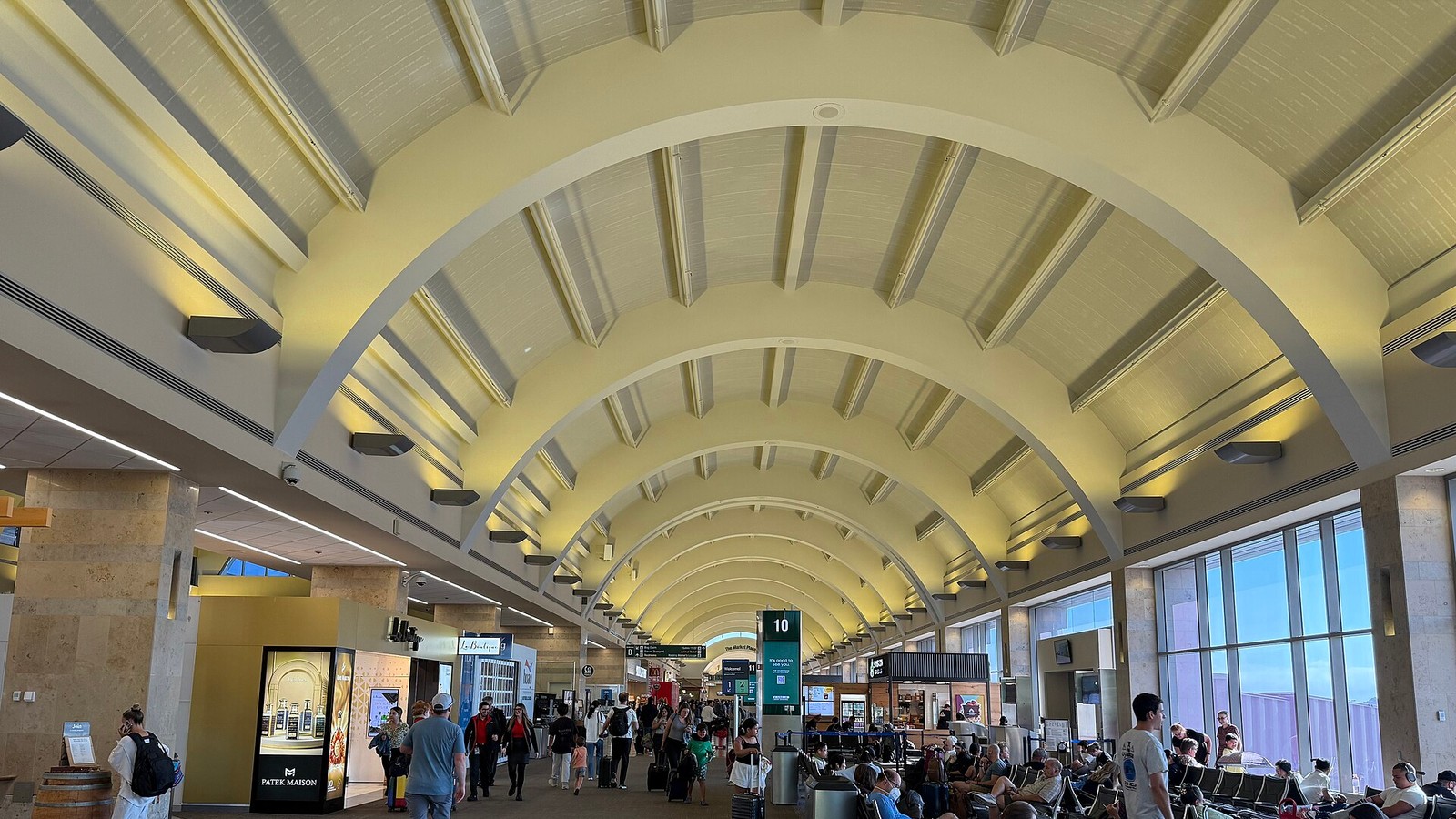 Passenger terminal interior at John Wayne Airport in Orange County California