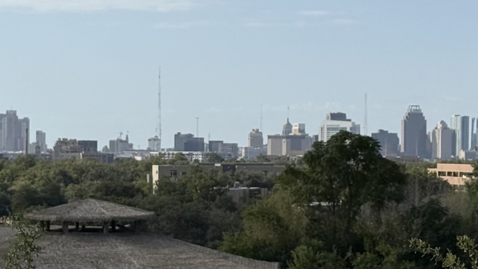 San Antonio skyline viewed across Brackenridge Park