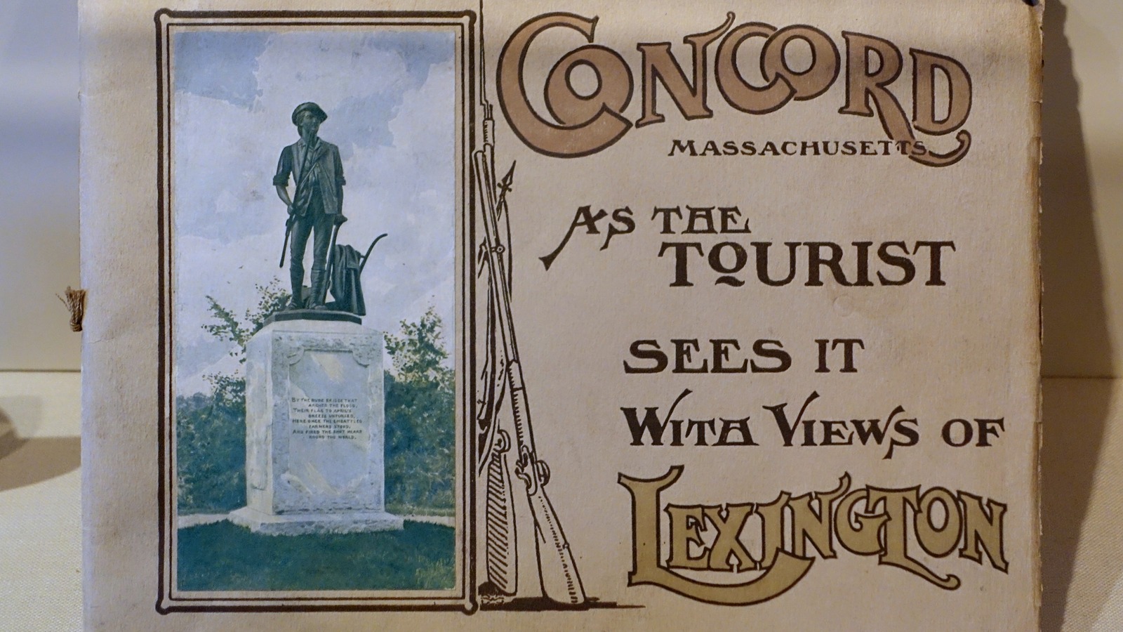 Historic Concord tourist guide exhibited inside Concord Museum