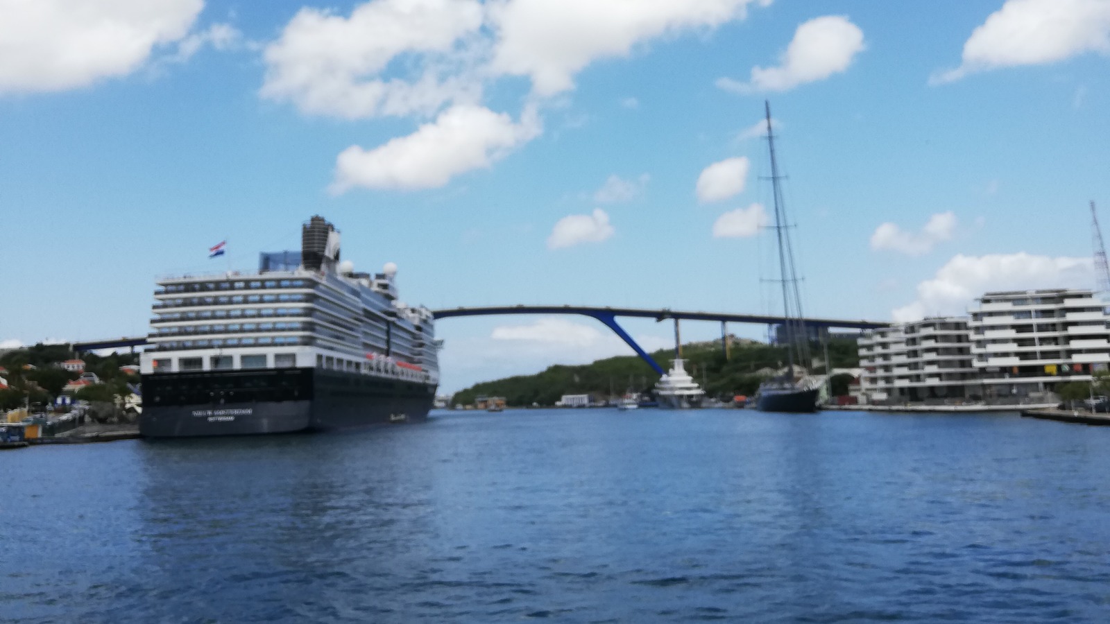 Nieuw Amsterdam in Willemstad, Curaçao, in February2024; archive photograph of the first ship in the2026 Morimoto menu rollout.