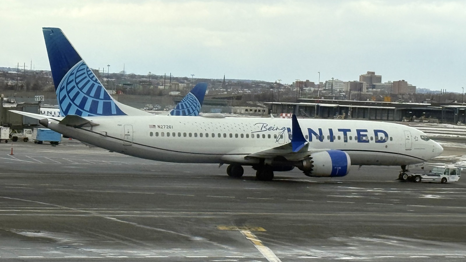 United Airlines Boeing 737 MAX 8 aircraft on airport tarmac