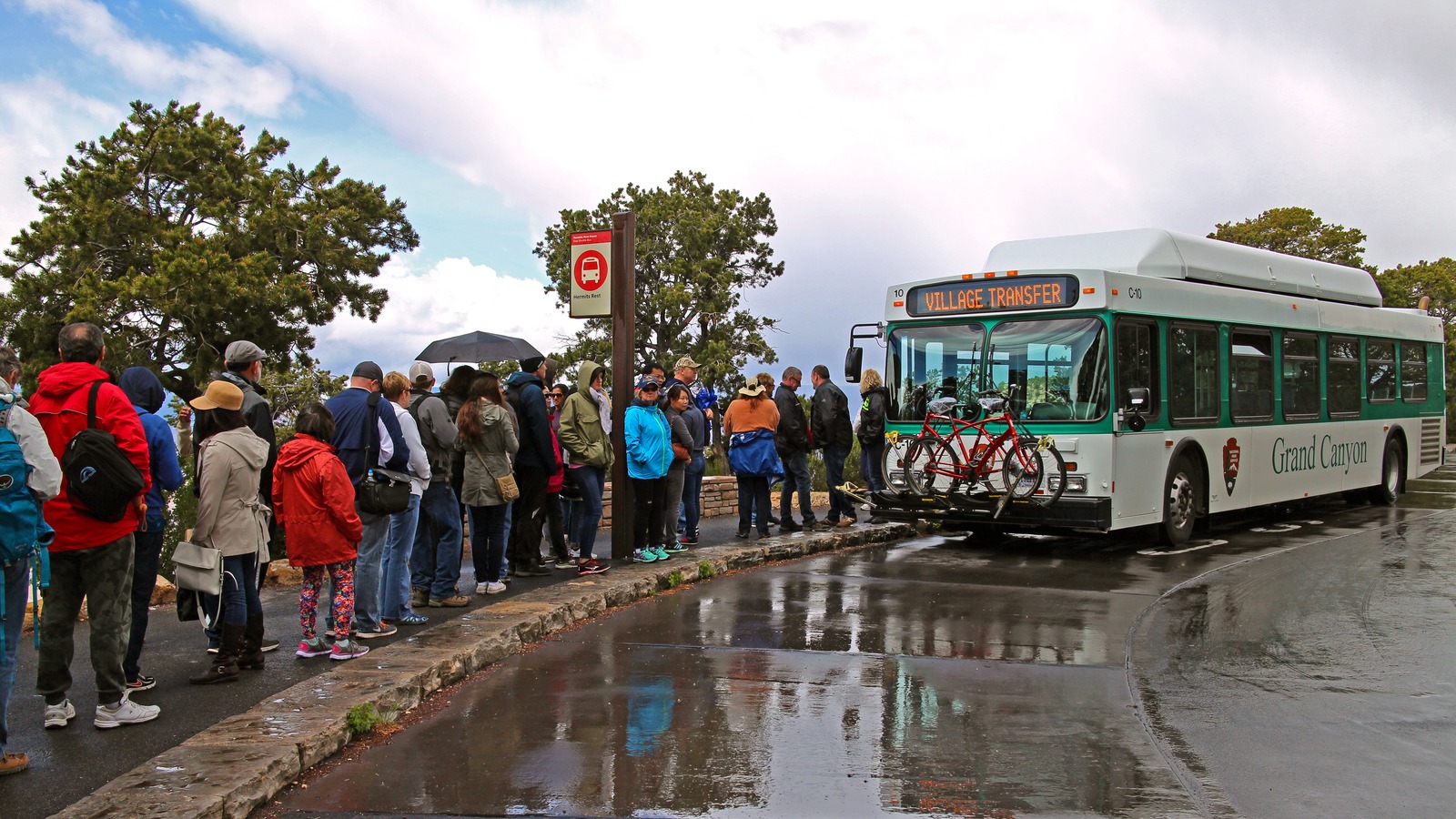 Hermits Rest shuttle stop on the South Rim of Grand Canyon National Park, the outer end of the Hermit Road bus route.