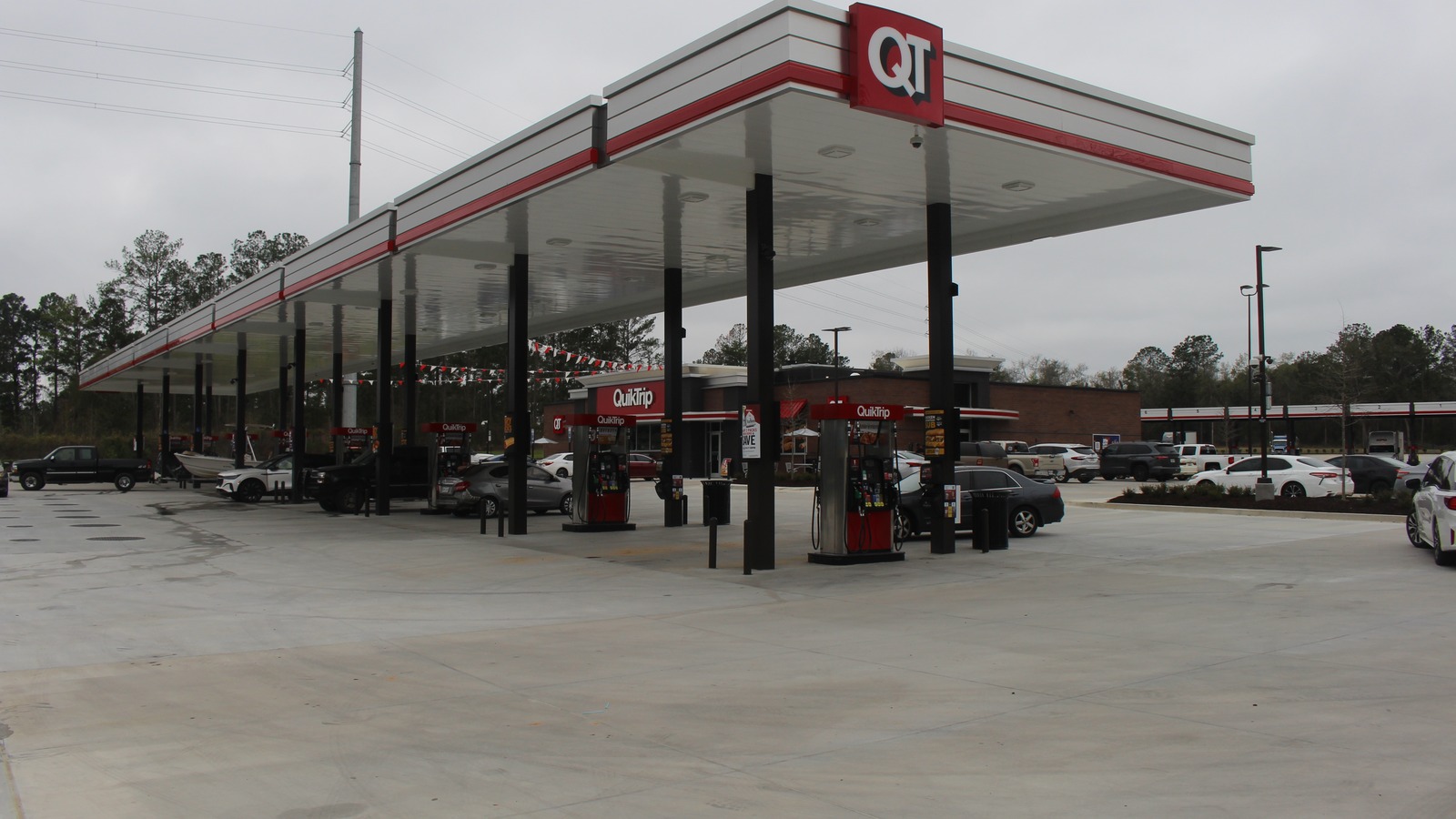 QuikTrip gas station canopy and fuel pumps on US 19 in Jefferson County, Florida