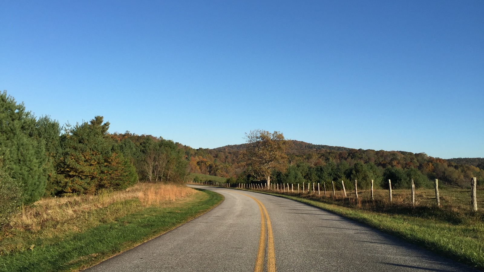 Blue Ridge Parkway roadway just south of Irish Creek Road in Virginia