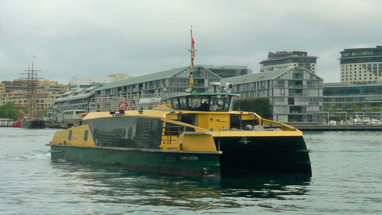River-class Sydney ferry Olive Cotton departing Barangaroo on the F3 Parramatta line