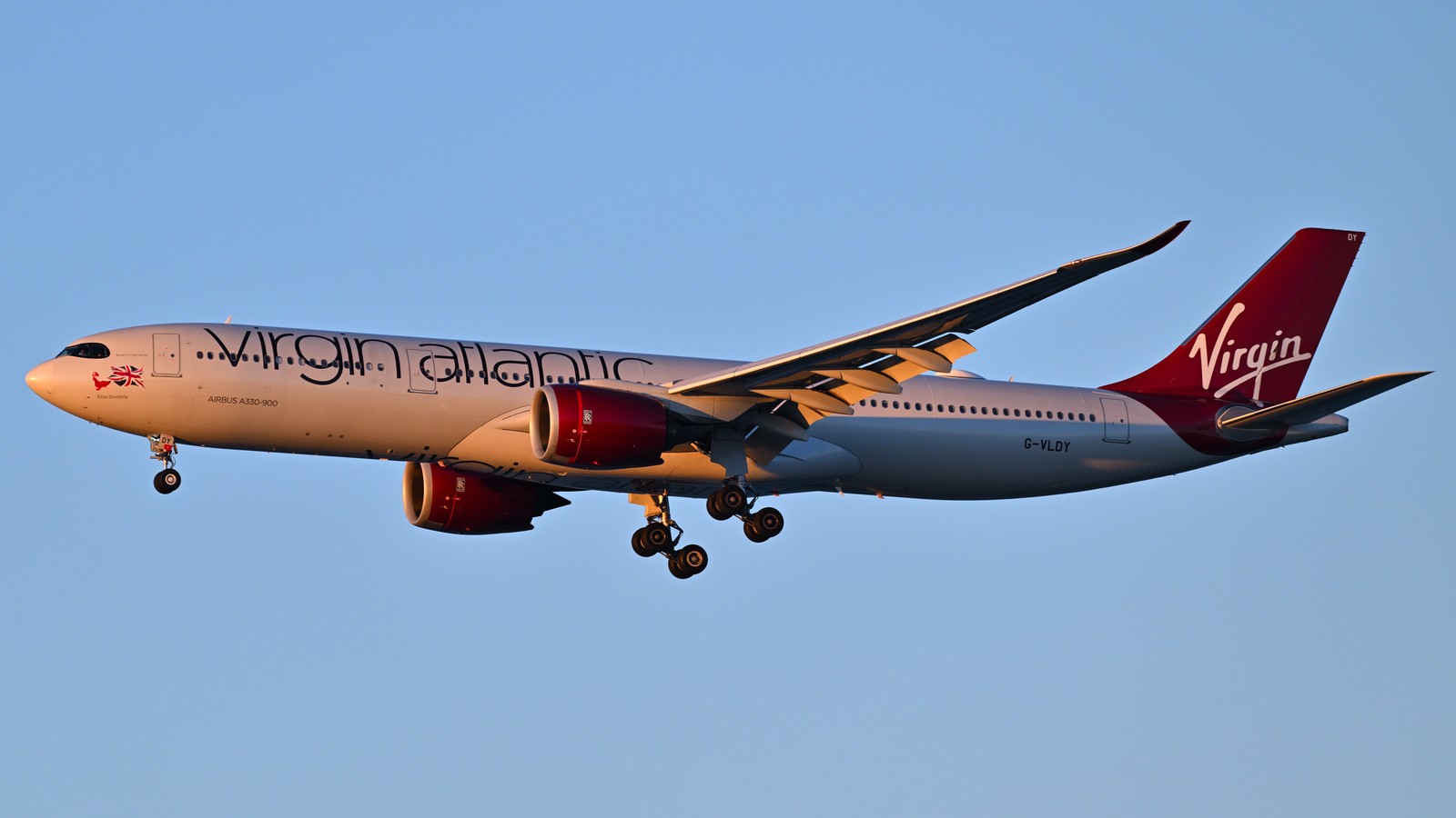 Virgin Atlantic Airbus A330-900neo G-VLDY on final approach to Boston Logan