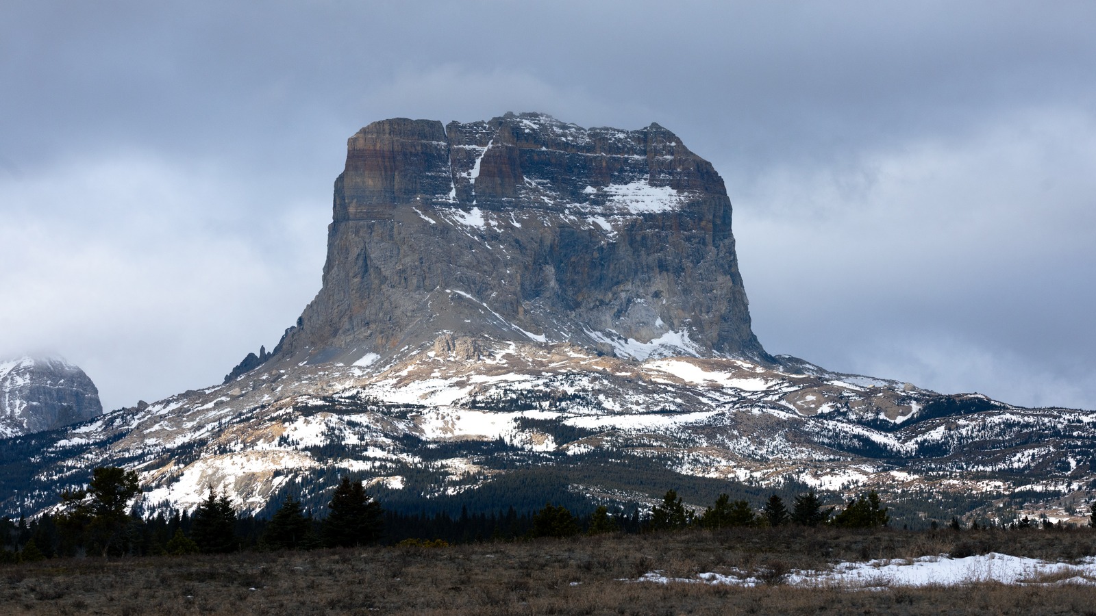 Chief Mountain on the eastern edge of Glacier National Park in March 2026, not a view of the border station