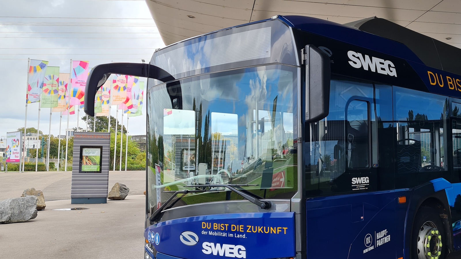 SWEG bus displayed at the Oberrheinmesse in Offenburg in September 2024