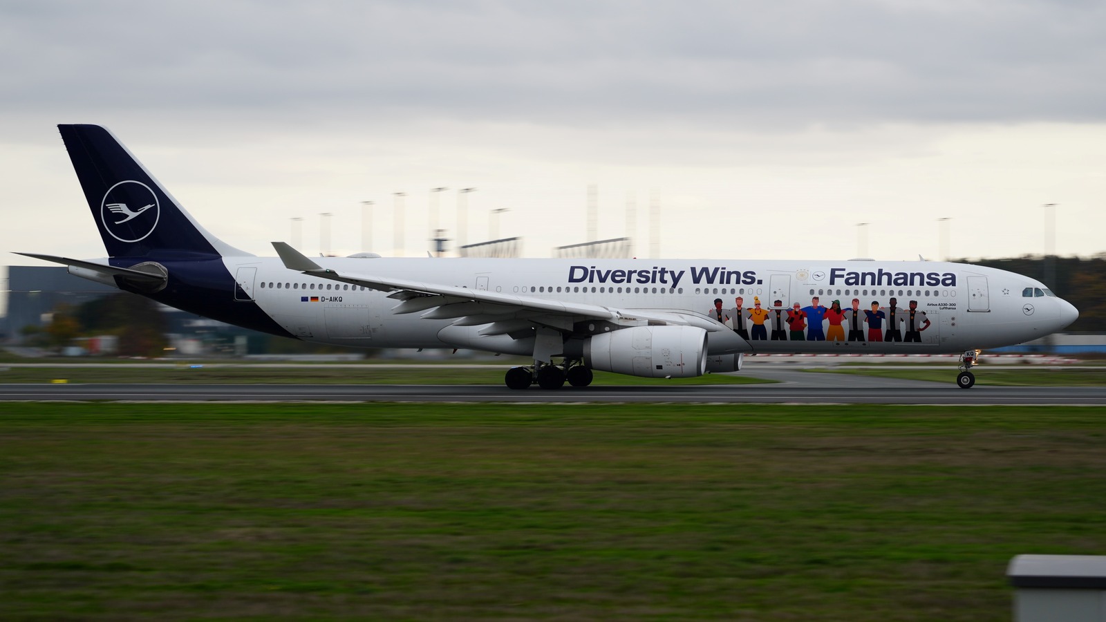 A Lufthansa Airbus A330 takes off from Frankfurt Airport