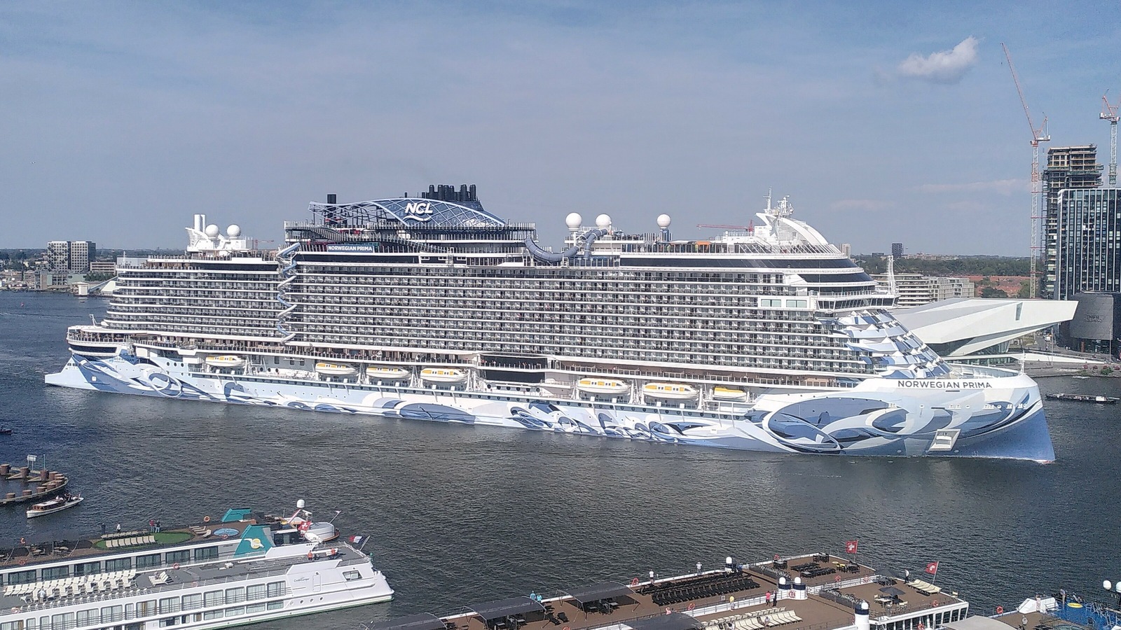Norwegian Prima sailing in Amsterdam