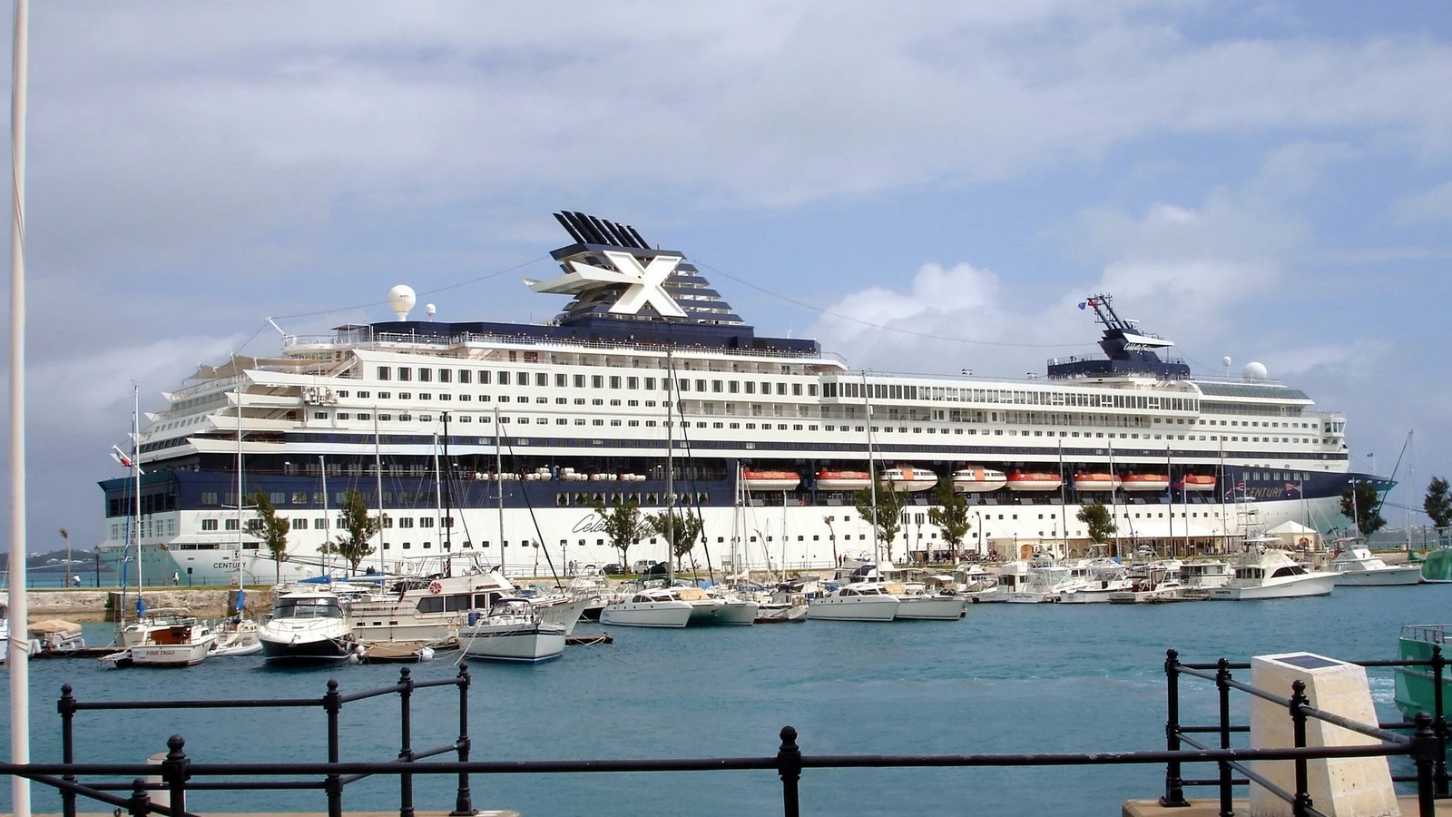 A cruise ship berthed at King's Wharf in Sandys, Bermuda, in a 2012 photo; Daniel's Head is elsewhere in the same parish and is not shown