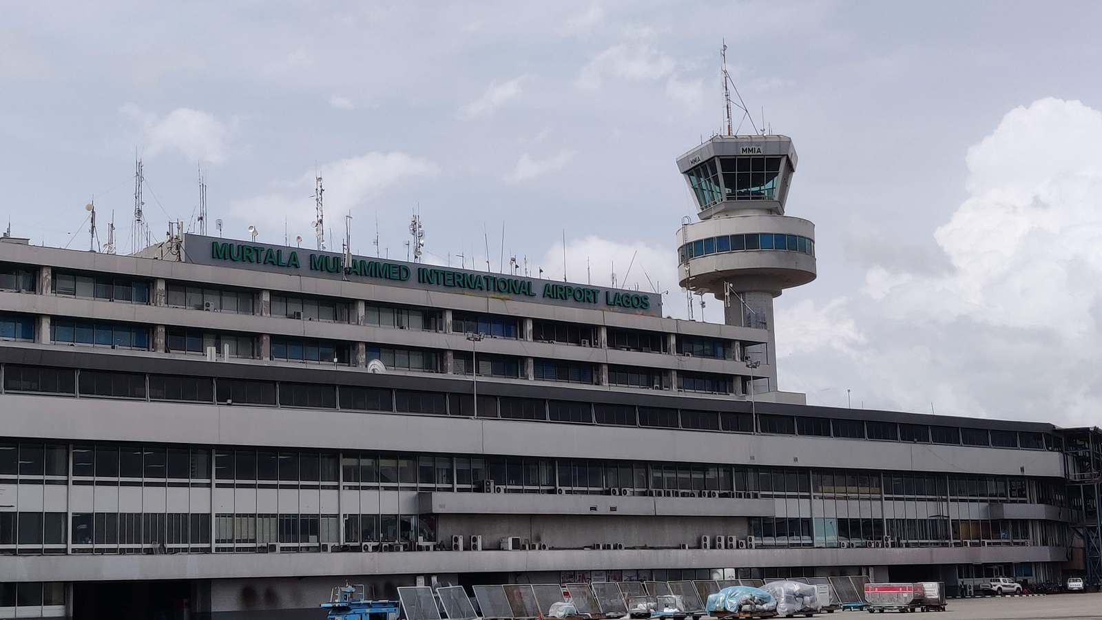Murtala Muhammed International Airport terminal and control tower in Lagos, Nigeria