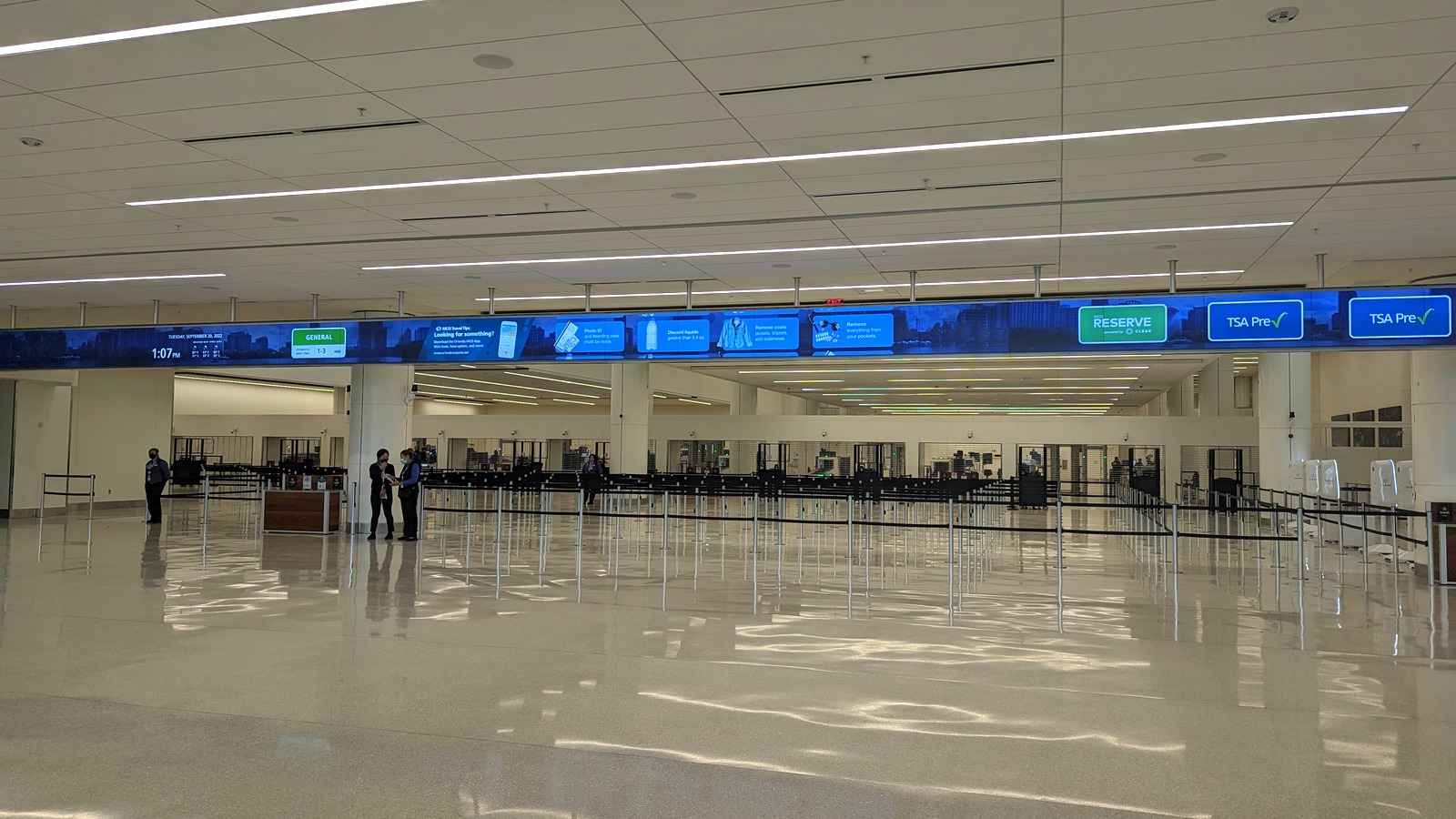 TSA checkpoint lanes at Orlando International Airport Terminal C