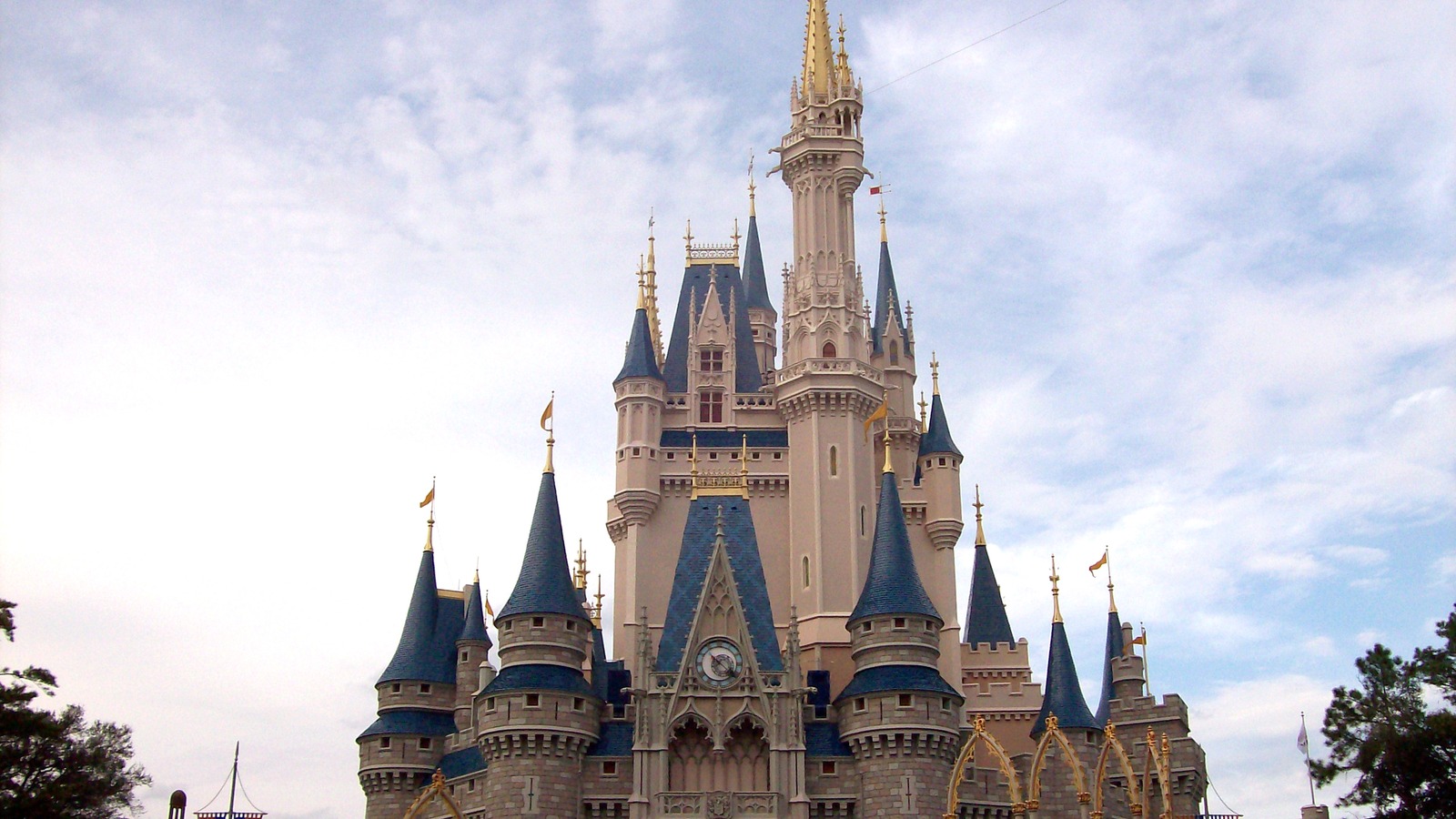 Cinderella Castle at Magic Kingdom under a bright sky