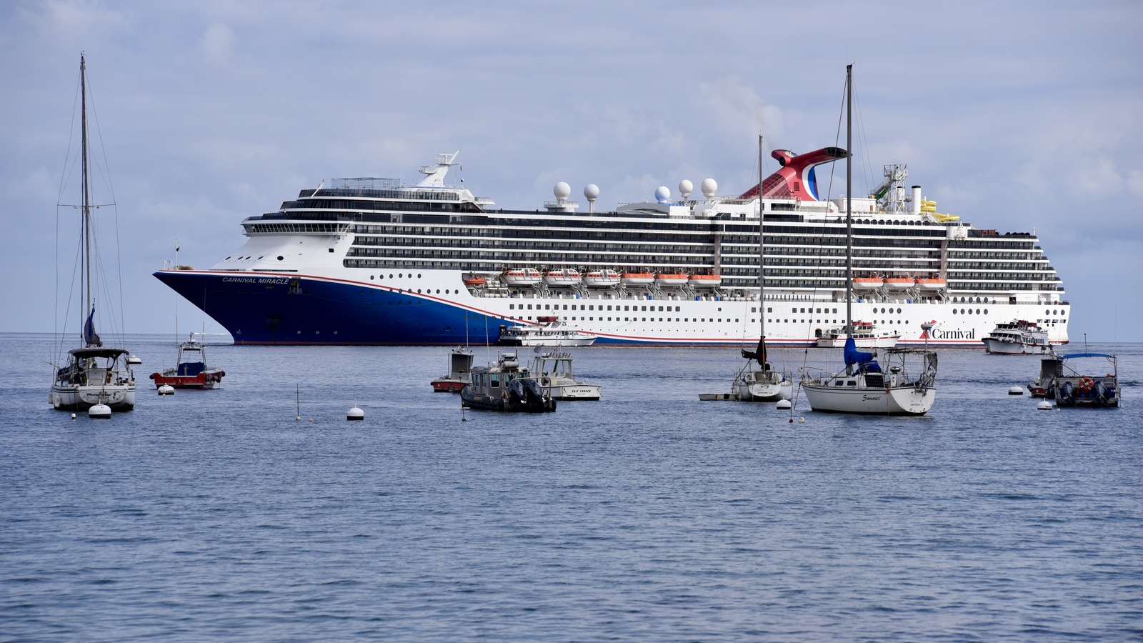 Carnival Miracle cruise ship underway off Santa Catalina Island