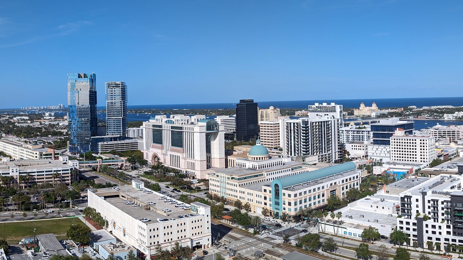 West Palm Beach downtown panorama published in 2024, showing the city served by the new local transit network, not its vehicles.