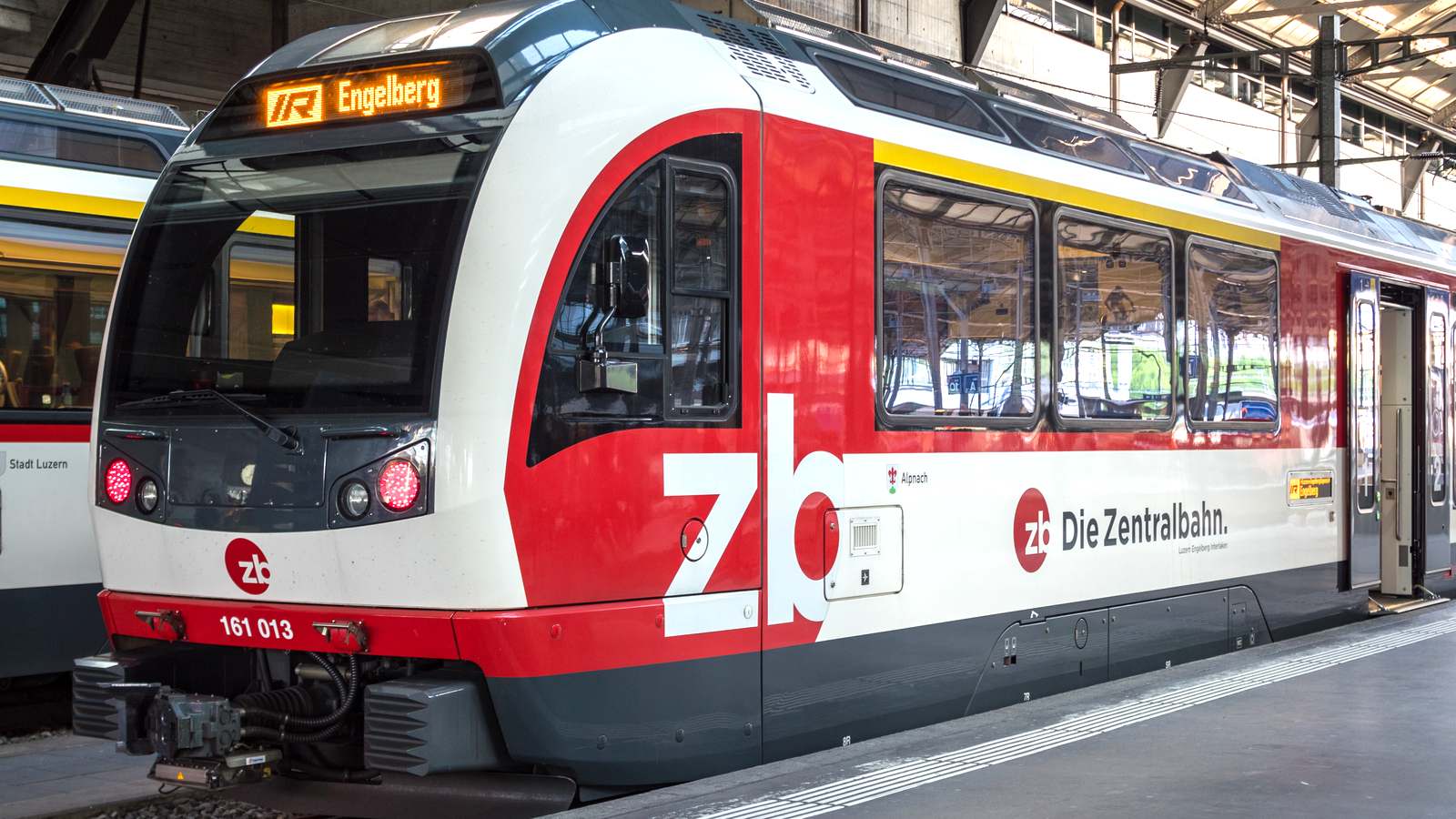 Zentralbahn train 161 013 showing IR Engelberg on its destination display at Lucerne station