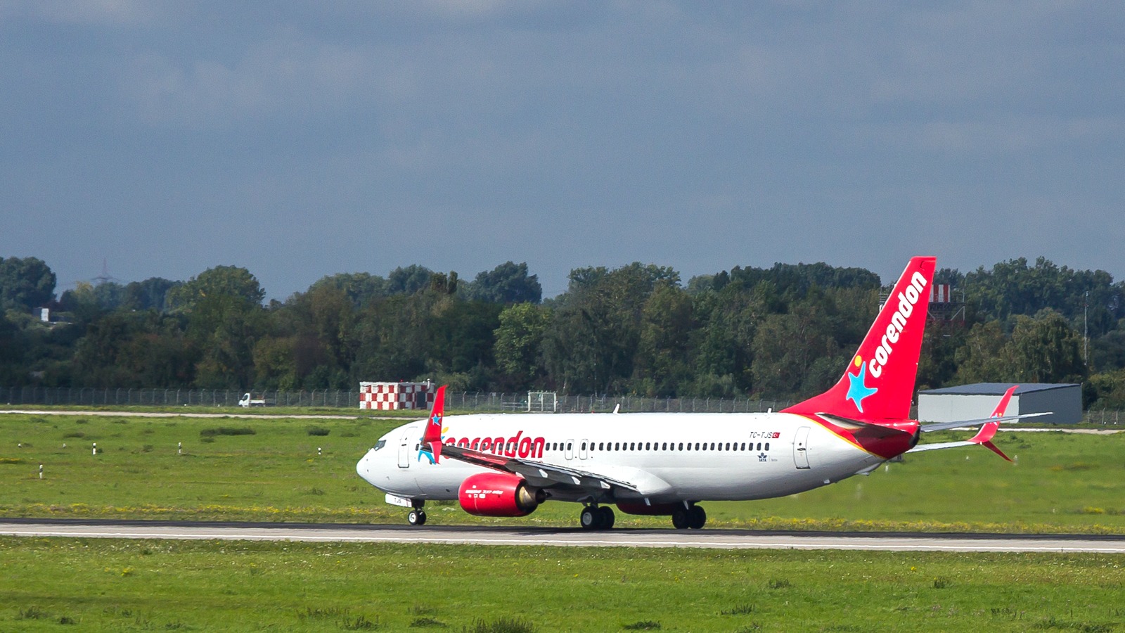 Corendon Airlines Boeing 737-800 TC-TJS on the runway at Dusseldorf Airport