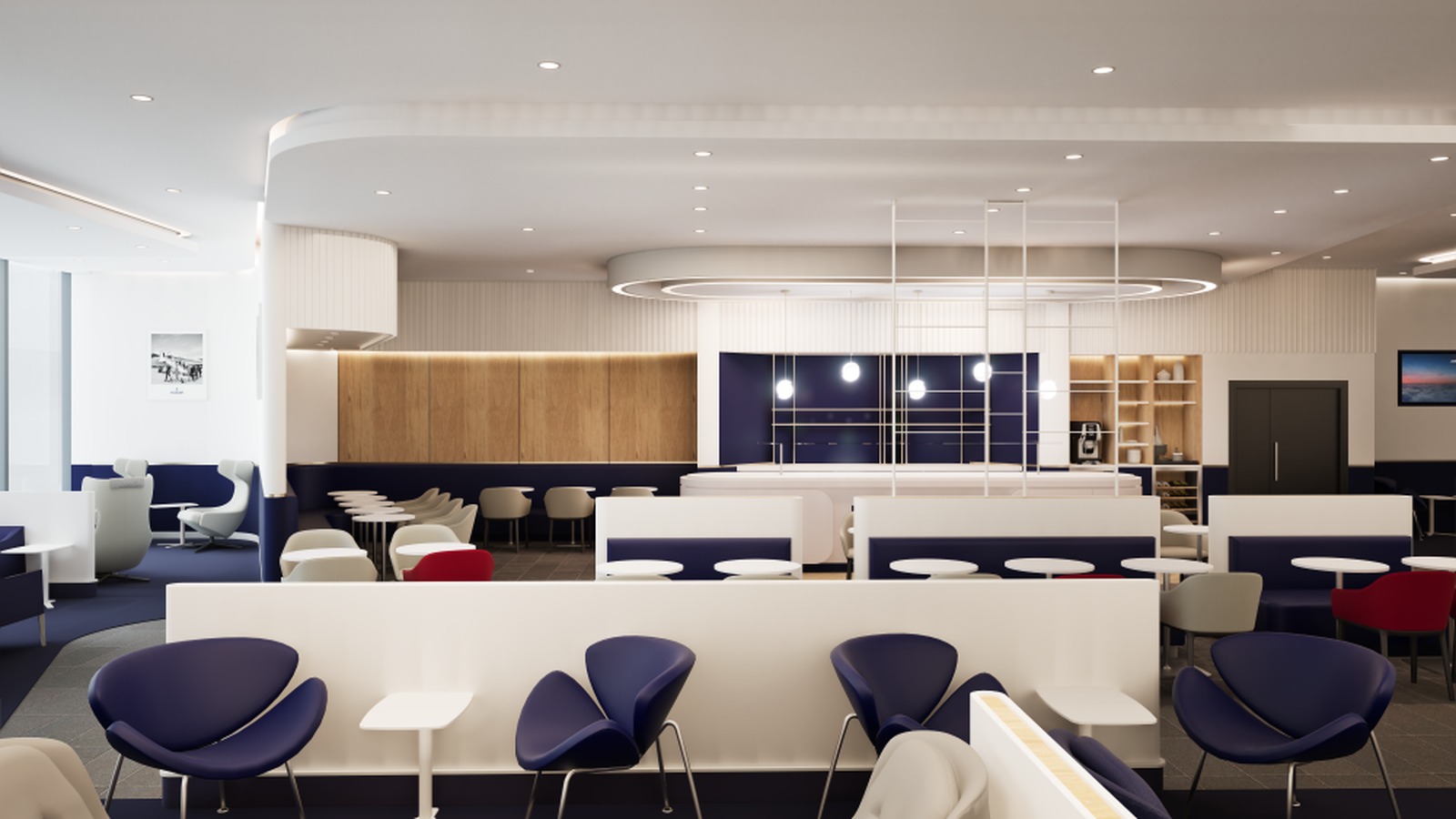 Official rendering of the Air France Lounge seating and dining area at Frankfurt Airport Terminal 3