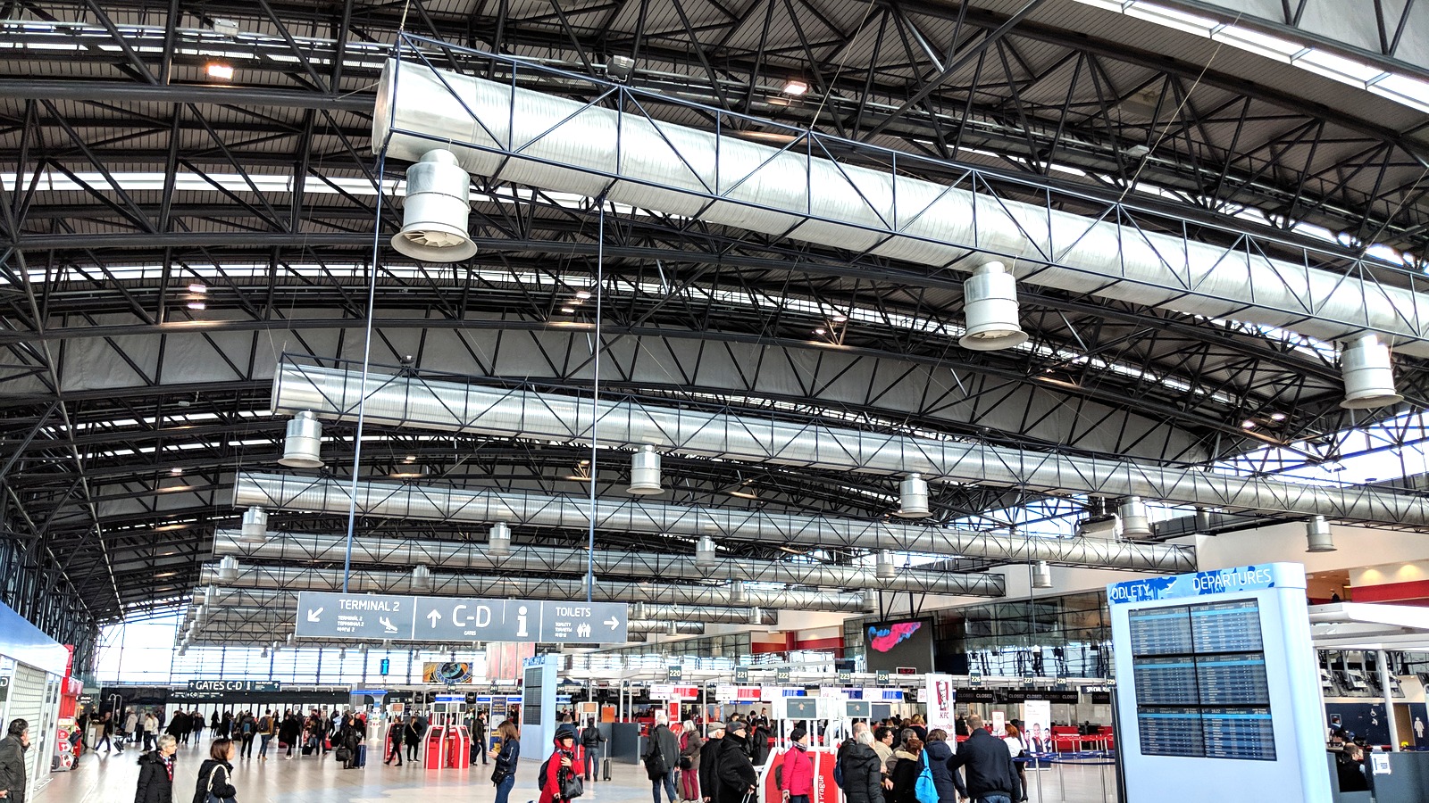 Prague Airport Terminal 2 departures hall in March 2019, archive image