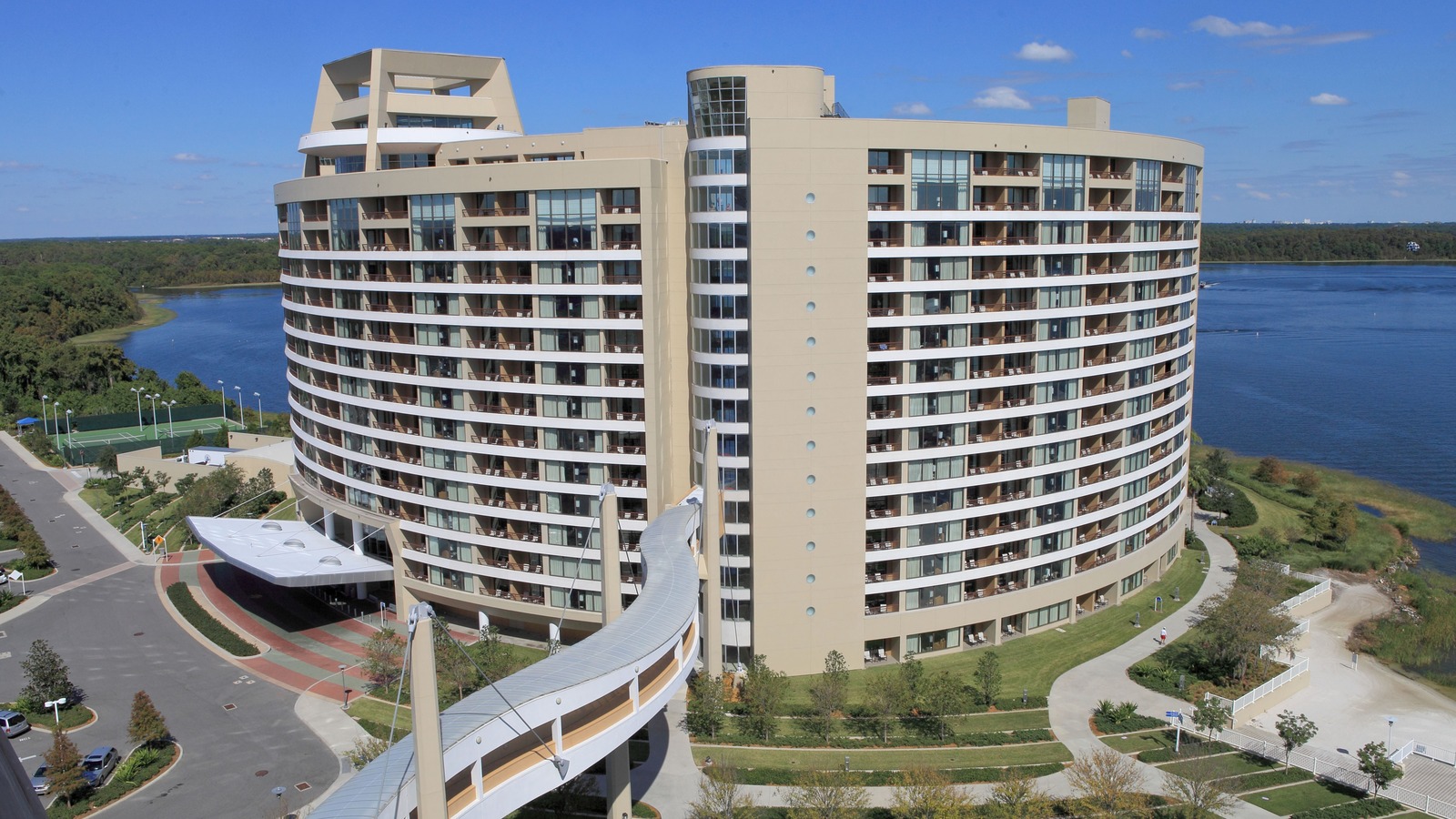 Bay Lake Tower, the Disney Vacation Club building at Disney's Contemporary Resort, beside Bay Lake
