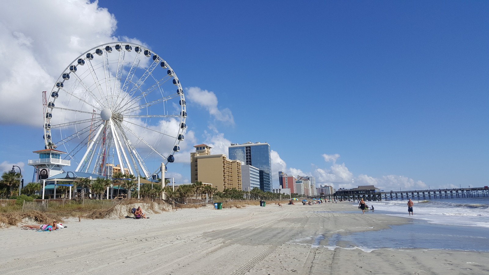 Daytime view of the observation wheel on the Myrtle Beach shoreline entertainment district near the planned WaveGarden site