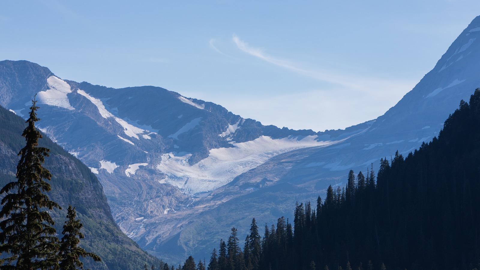 Jackson Glacier viewed from Going-to-the-Sun Road in August 2025, before the September 2026 storm
