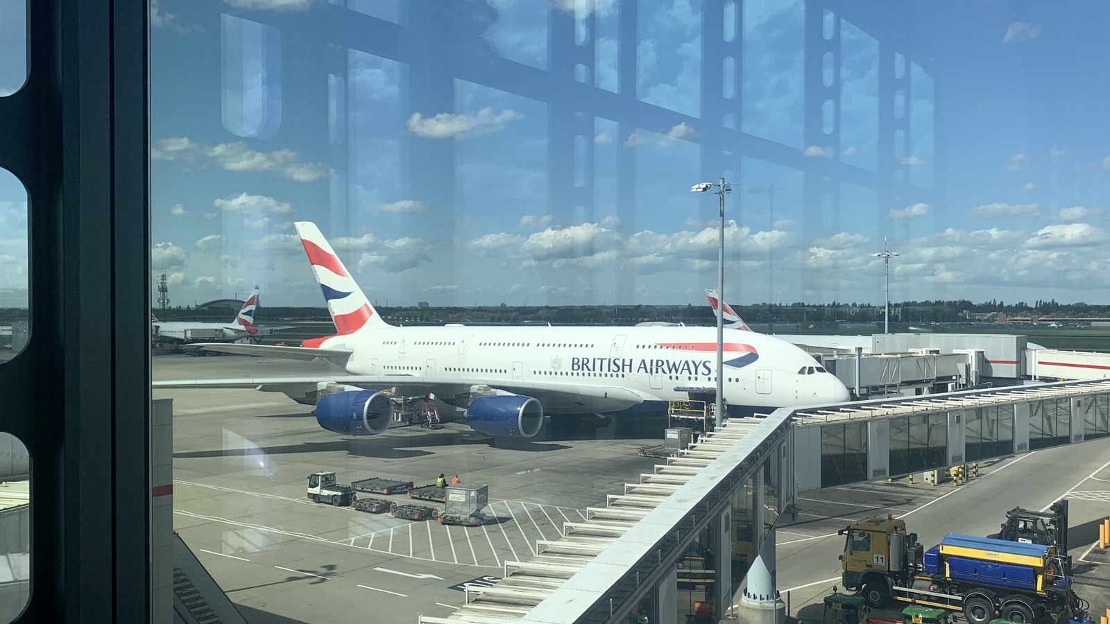 British Airways aircraft parked at London Heathrow Airport in April 2025