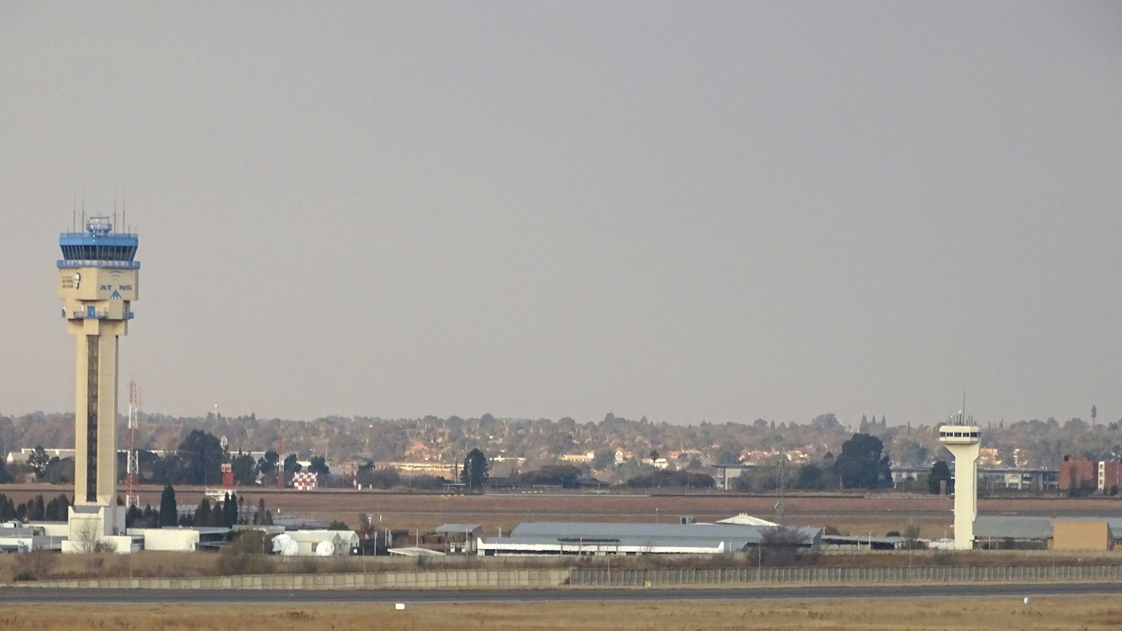Control towers and airfield at OR Tambo International Airport in Johannesburg