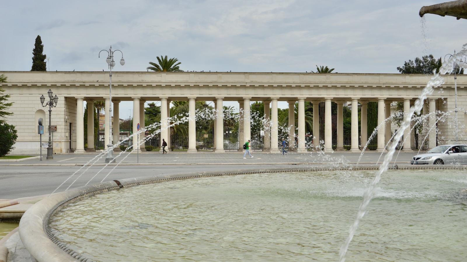 Exterior of the villa comunale pronaos on Piazza Cavour in Foggia, Puglia