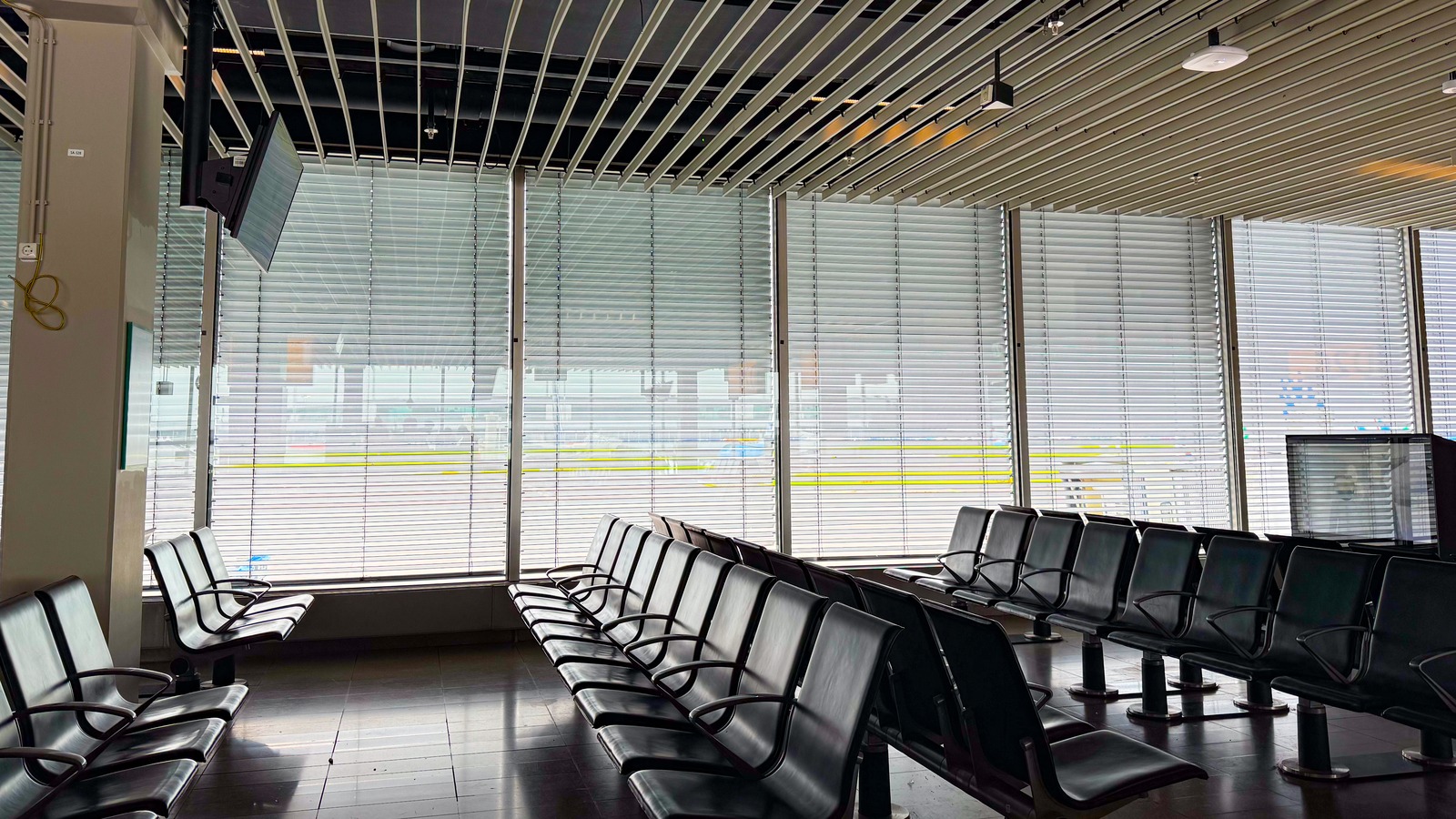 Gate seating area inside Amsterdam Schiphol Airport terminal
